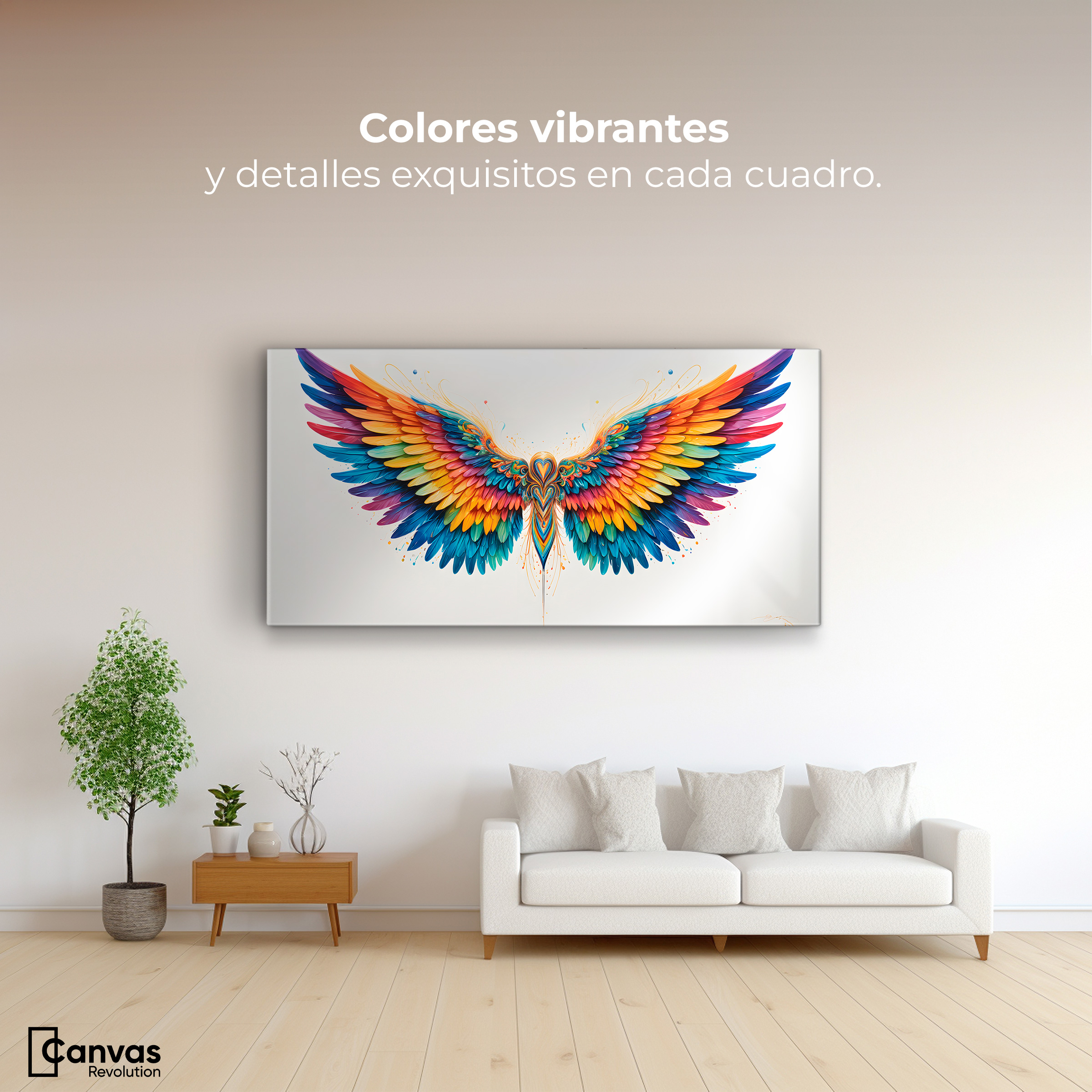 Foto 3 pulgar | Cuadro Alas De Ángel Canvas Alas Color De Ángel 120x60