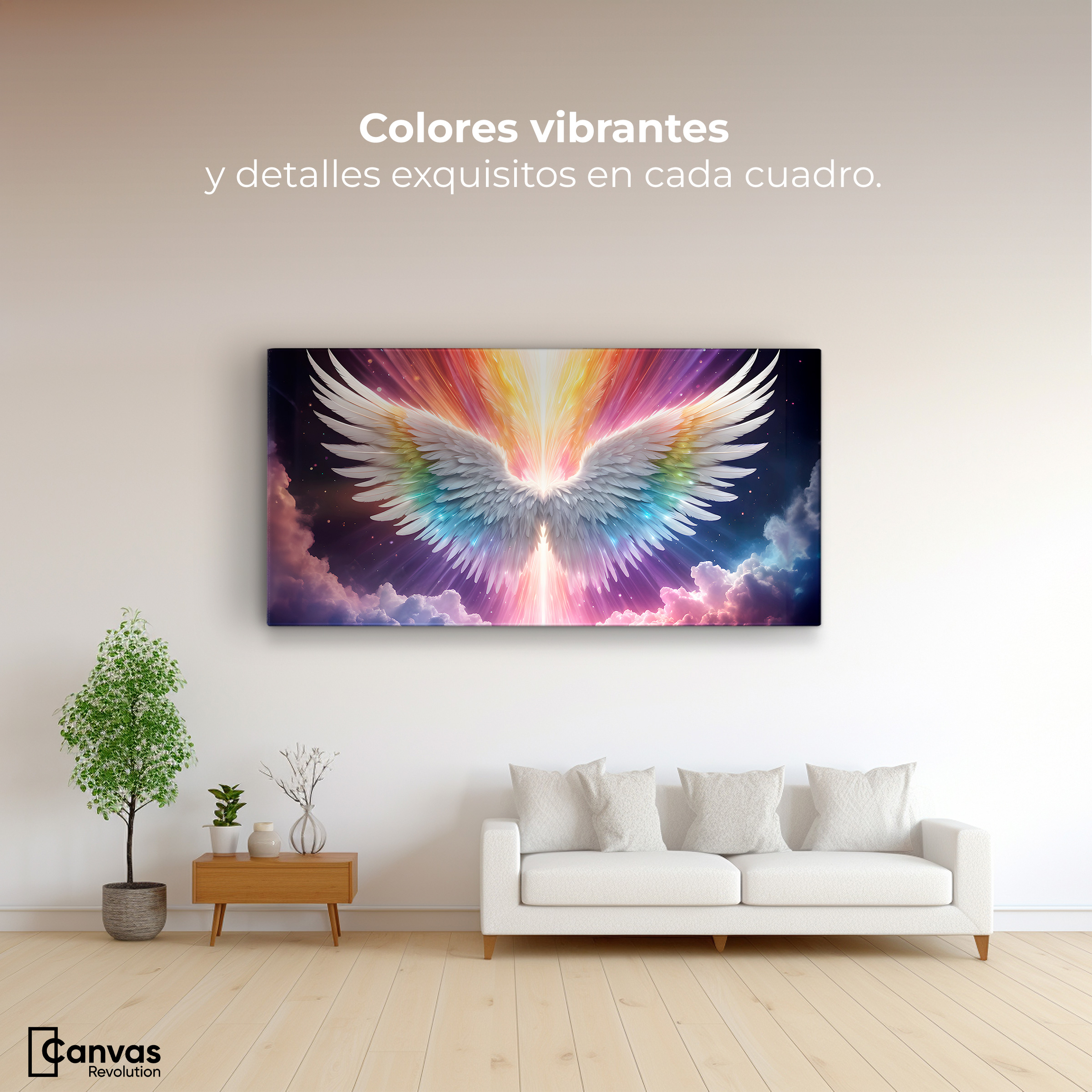 Foto 3 pulgar | Cuadro Alas De Ángel Canvas Aura Angelical 120x60