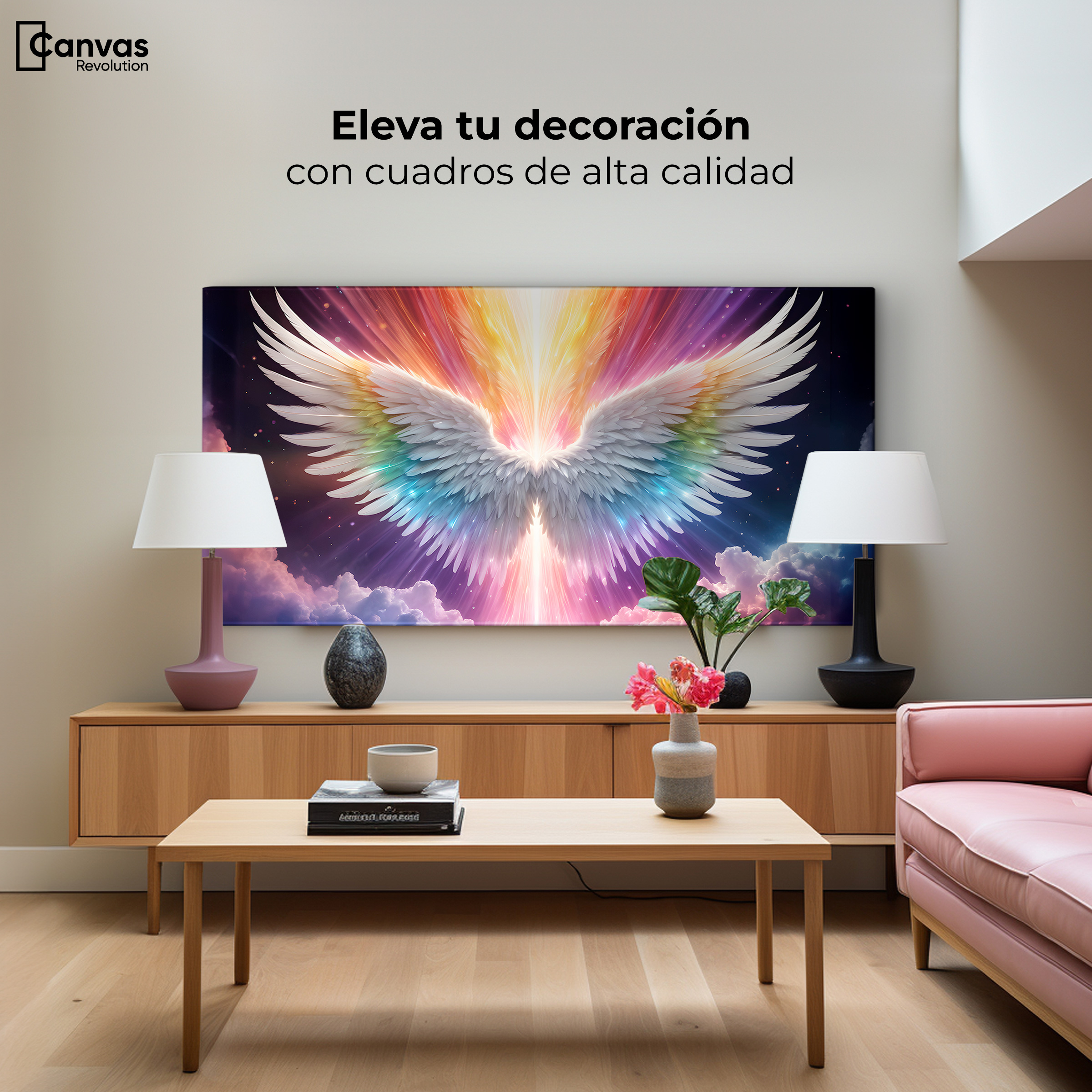 Foto 4 pulgar | Cuadro Alas De Ángel Canvas Aura Angelical 120x60