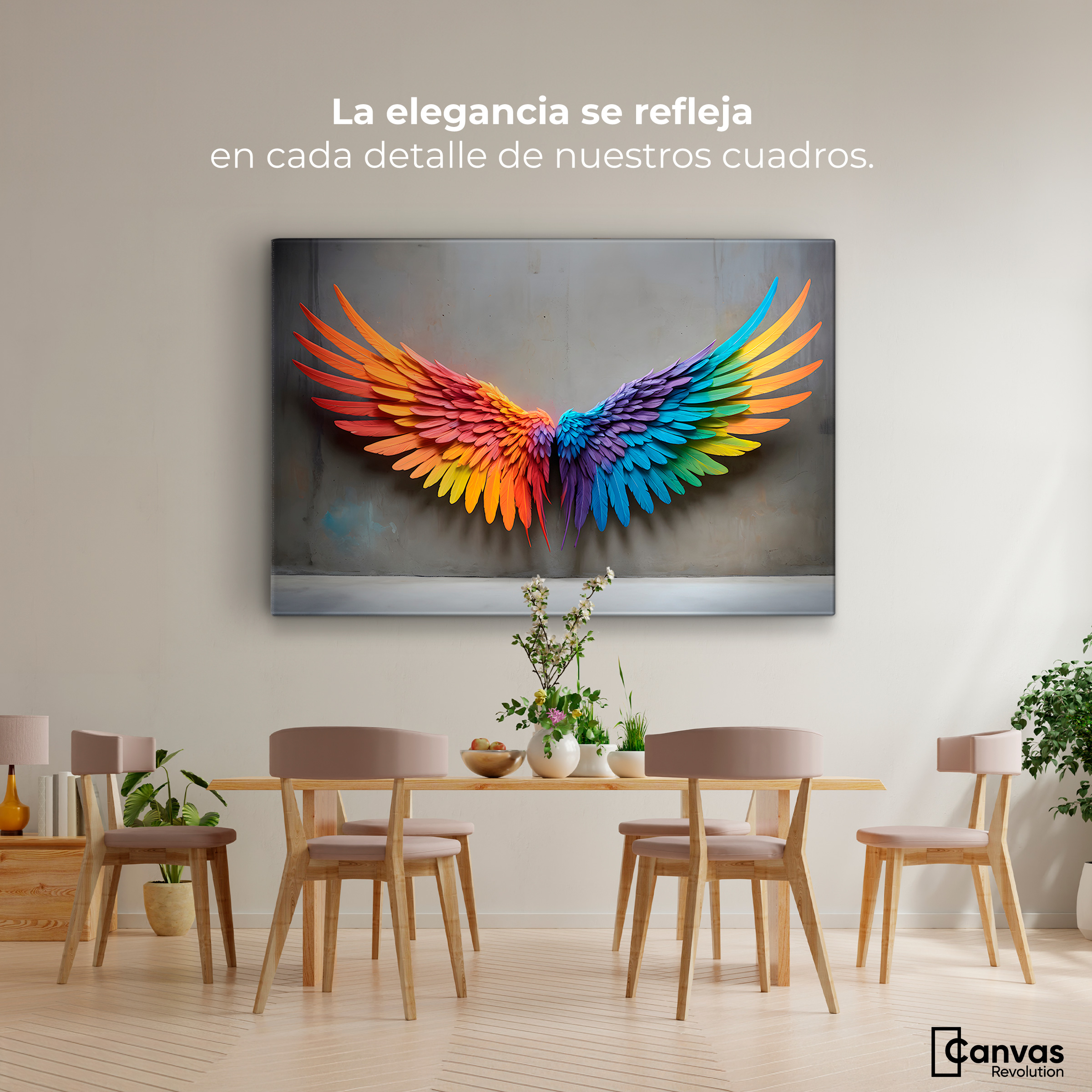 Foto 3 pulgar | Cuadro Alas De Ángel Canvas Ángel Vuelo Sutil 90x60