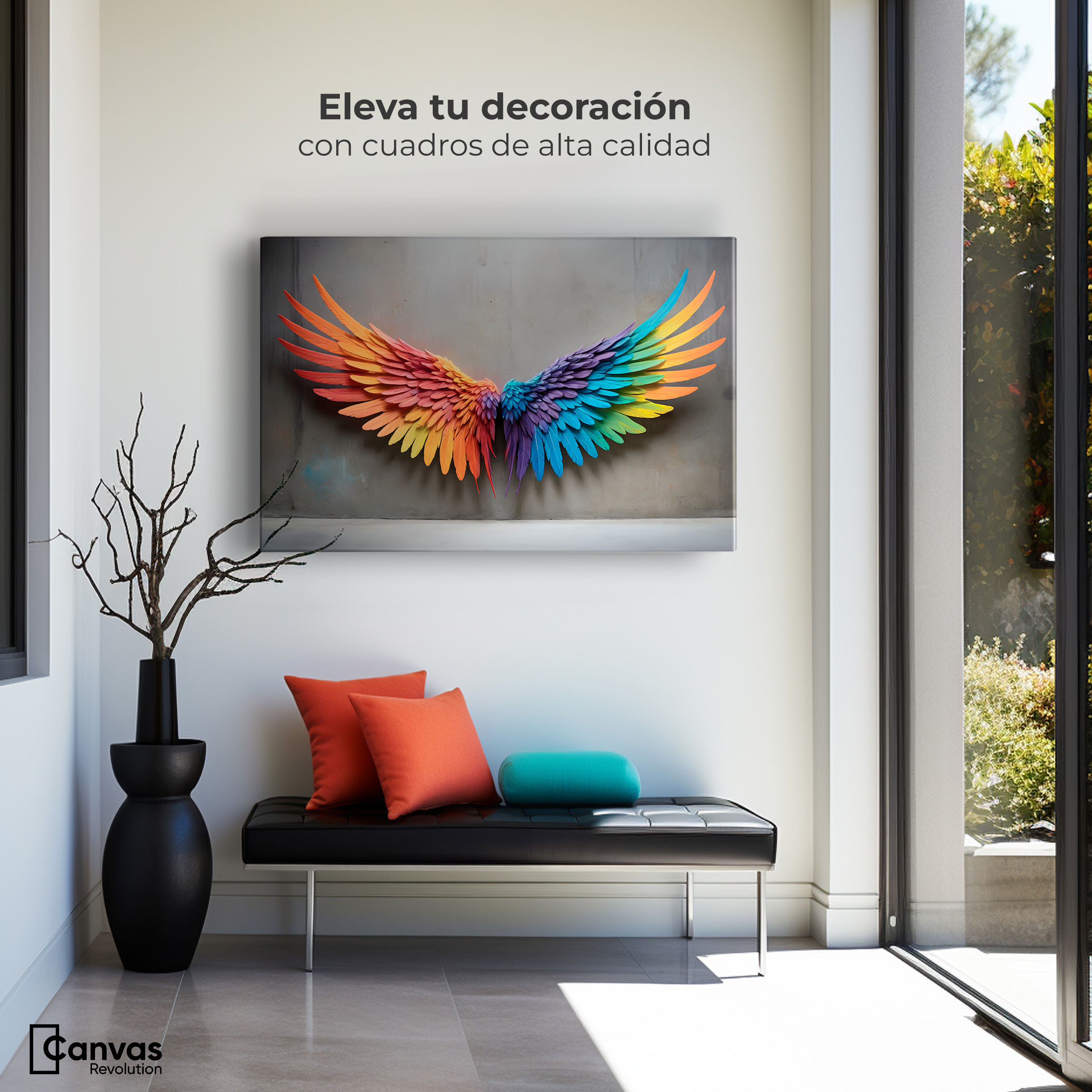 Foto 4 pulgar | Cuadro Alas De Ángel Canvas Ángel Vuelo Sutil 90x60