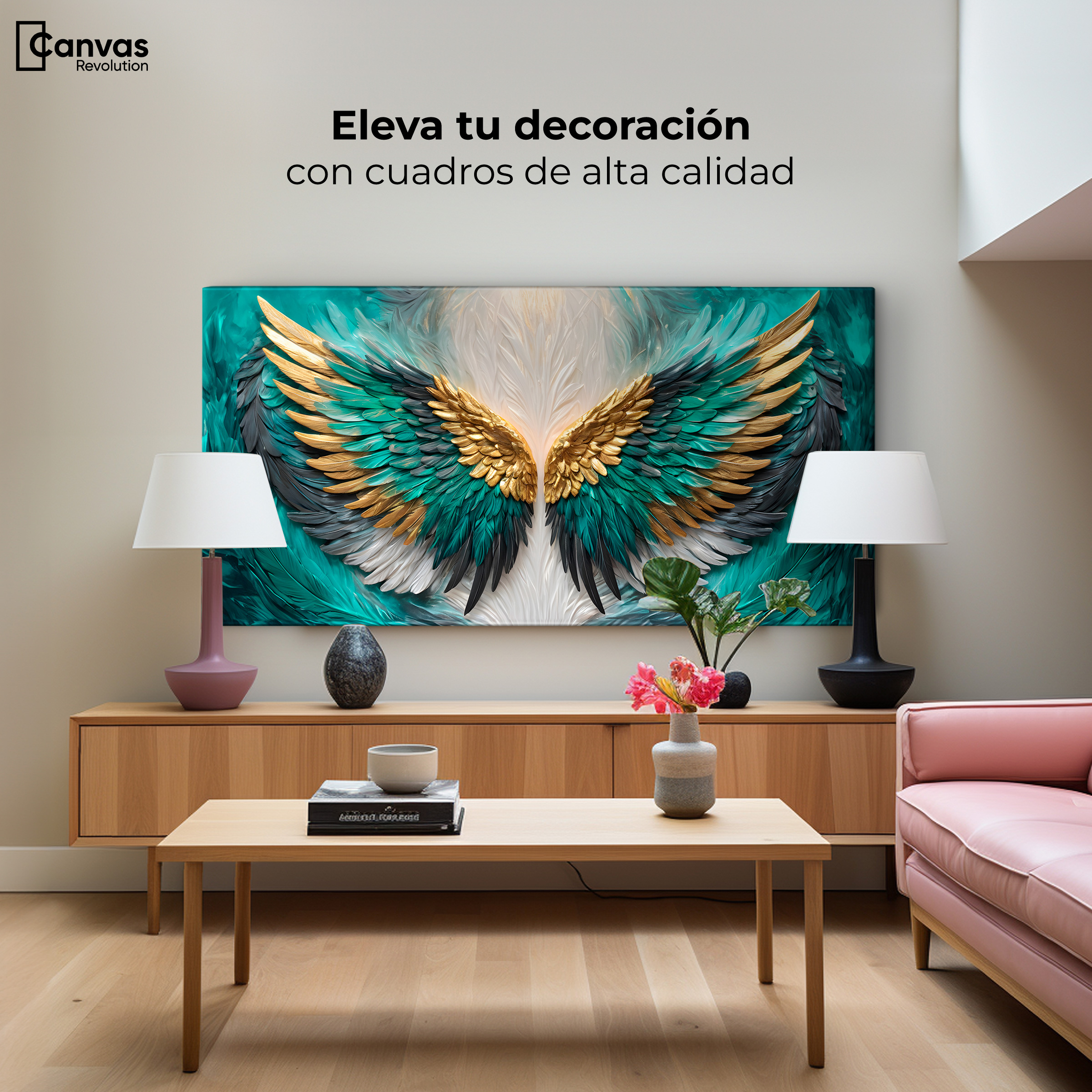 Foto 4 pulgar | Cuadro Alas De Ángel Canvas Alas Ángel Eternas 120x60