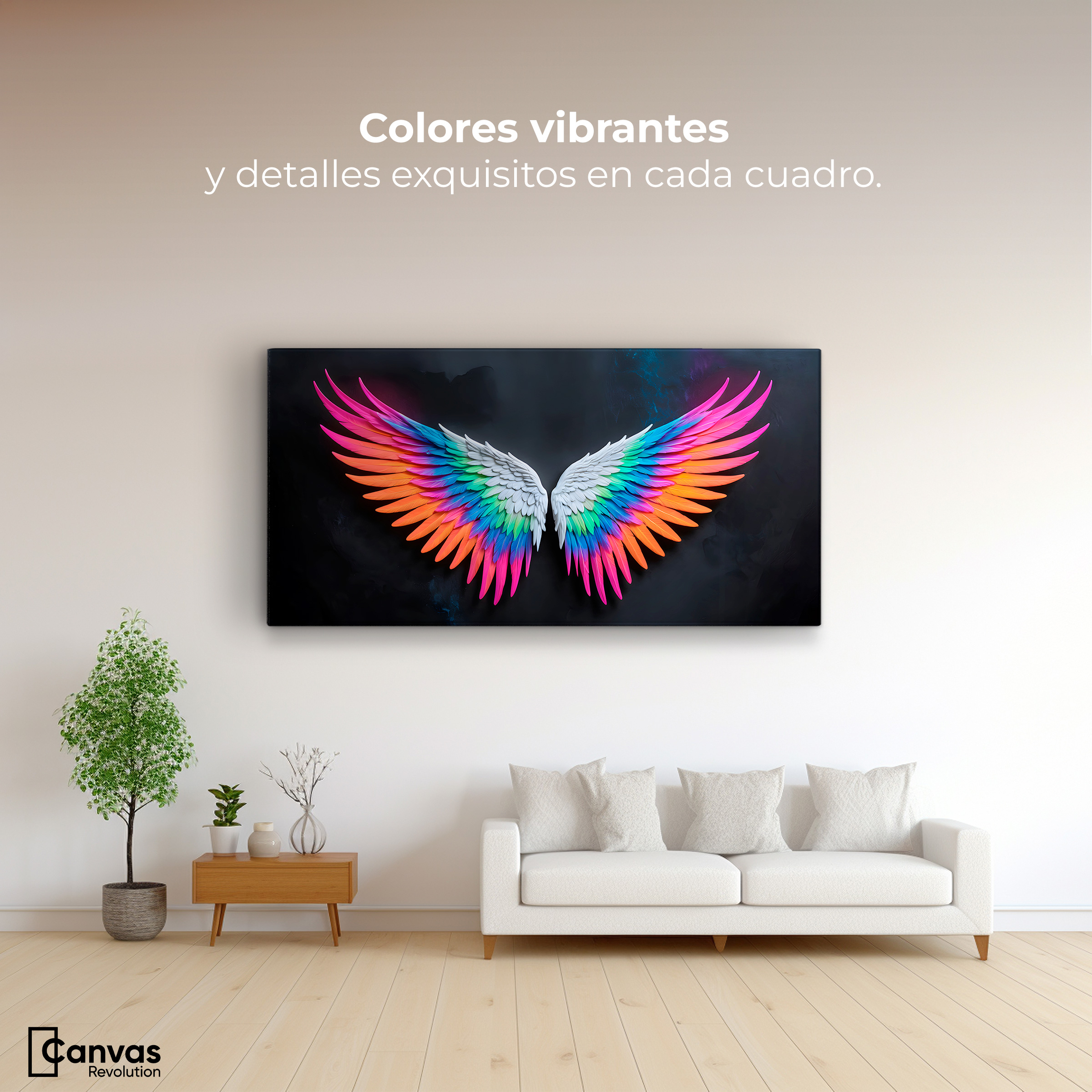 Foto 3 pulgar | Cuadro Alas De Ángel Canvas Alas Ángel Pureza 120x60