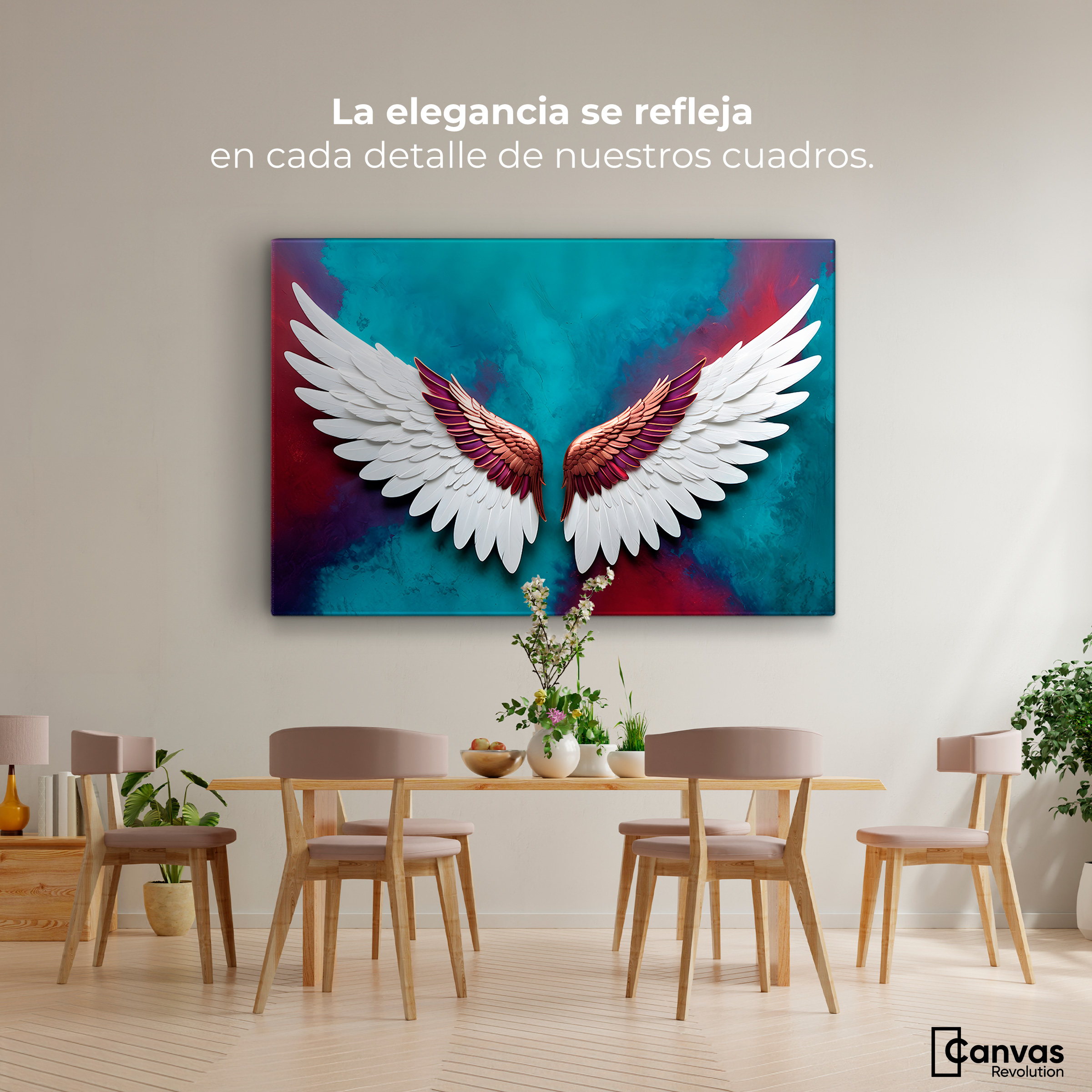 Foto 3 pulgar | Cuadro Alas De Ángel Canvas Alas Ángel Intenso 90x60