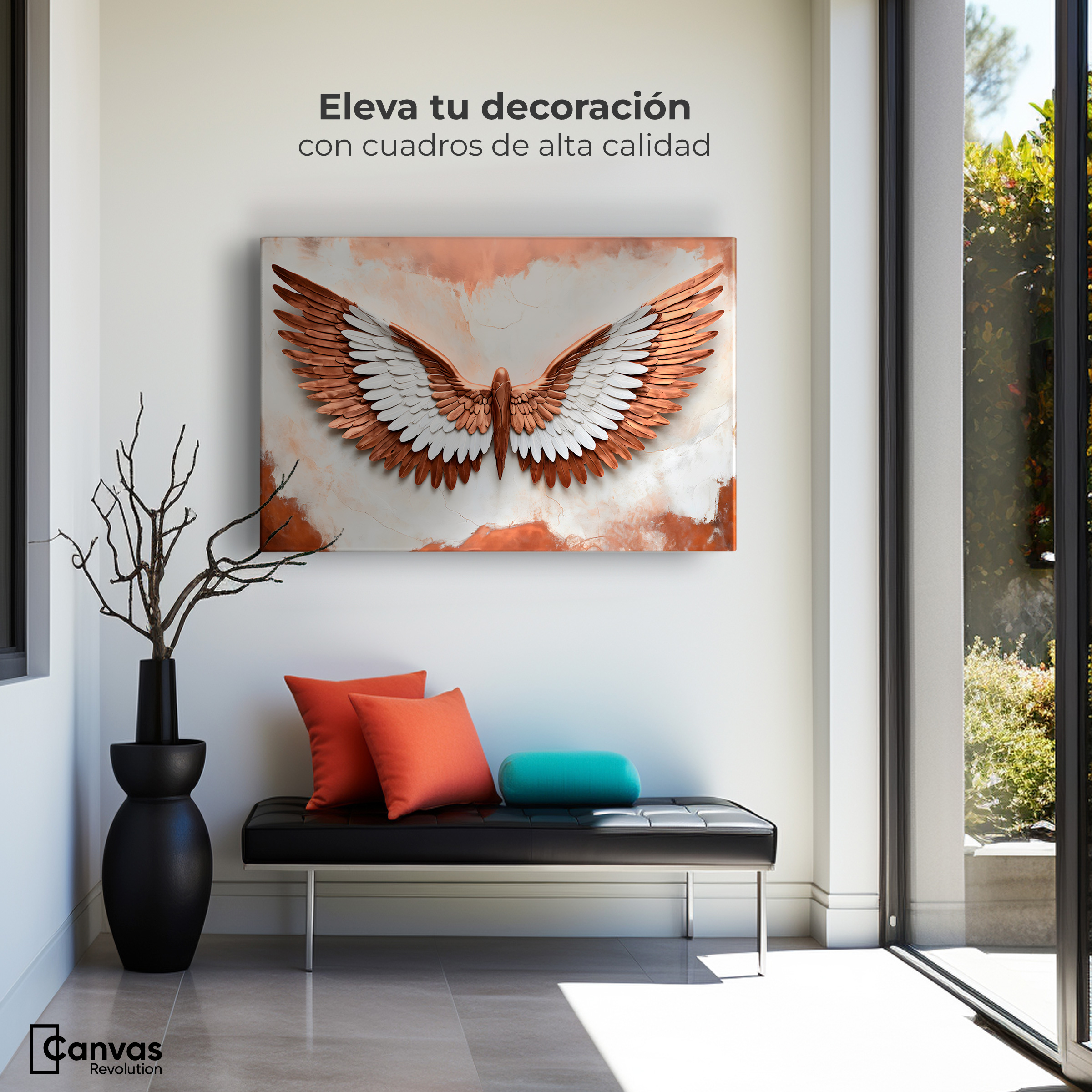 Foto 4 pulgar | Cuadro Alas De Ángel Canvas Alas Vibrante Sol 90x60