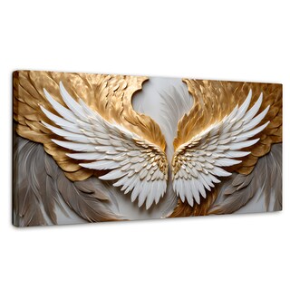 Foto 1 | Cuadro Alas De Ángel Canvas Alas Plumas Doradas 120x60