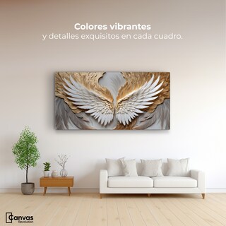 Foto 2 | Cuadro Alas De Ángel Canvas Alas Plumas Doradas 120x60