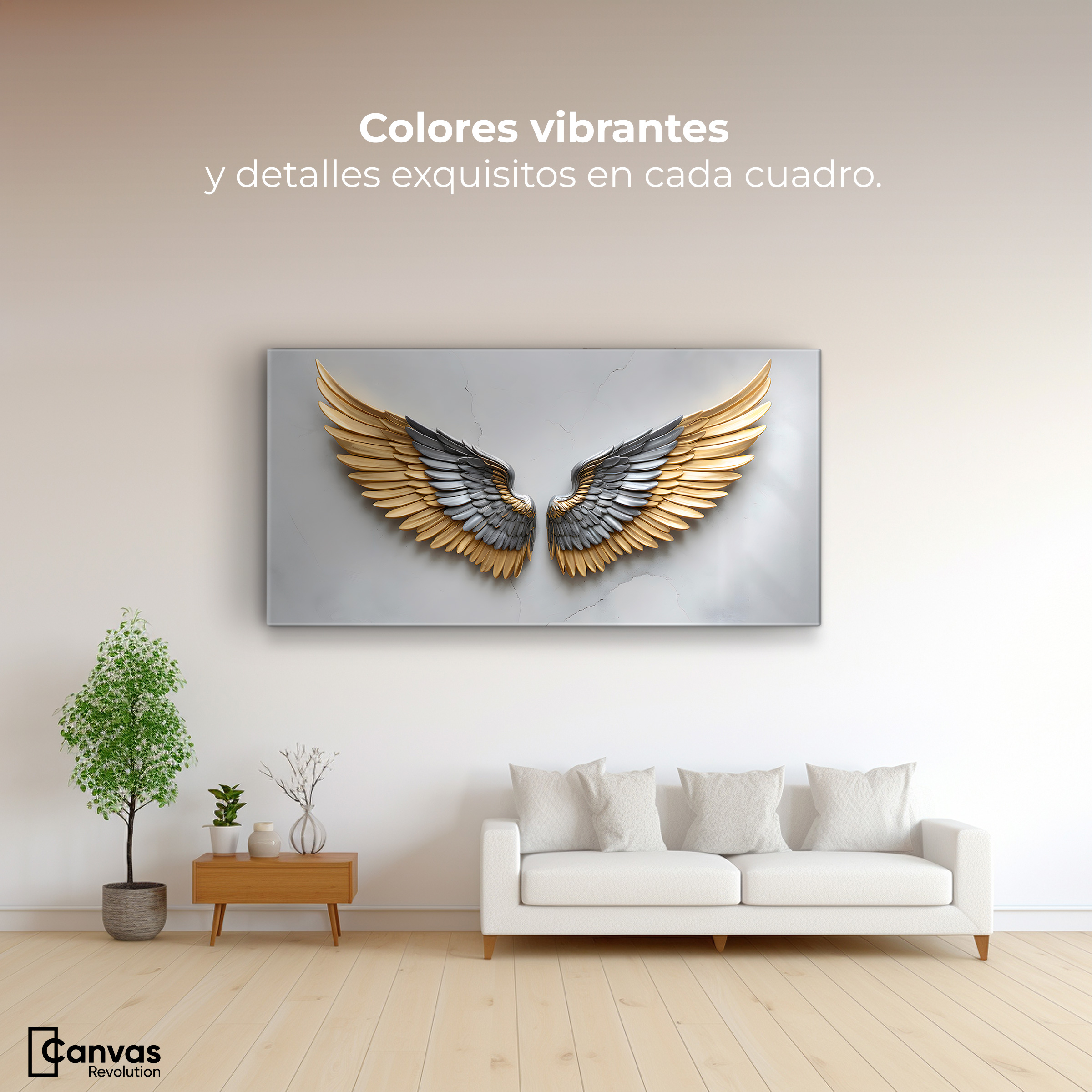 Foto 3 pulgar | Cuadro Alas De Ángel Canvas Alas Ángel Sereno 120x60