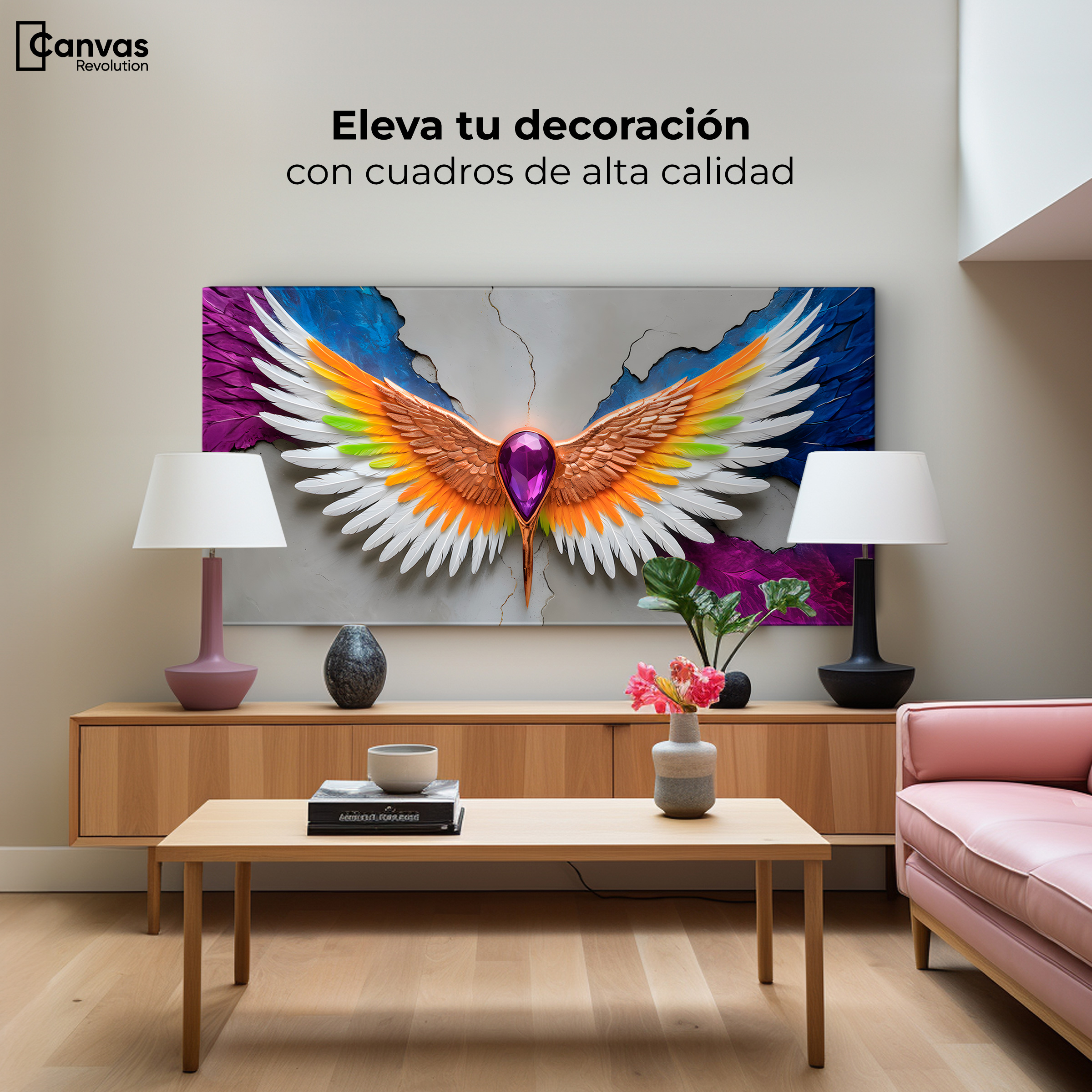 Foto 4 pulgar | Cuadro Alas De Ángel Canvas Alas Vuelo Puro 120x60