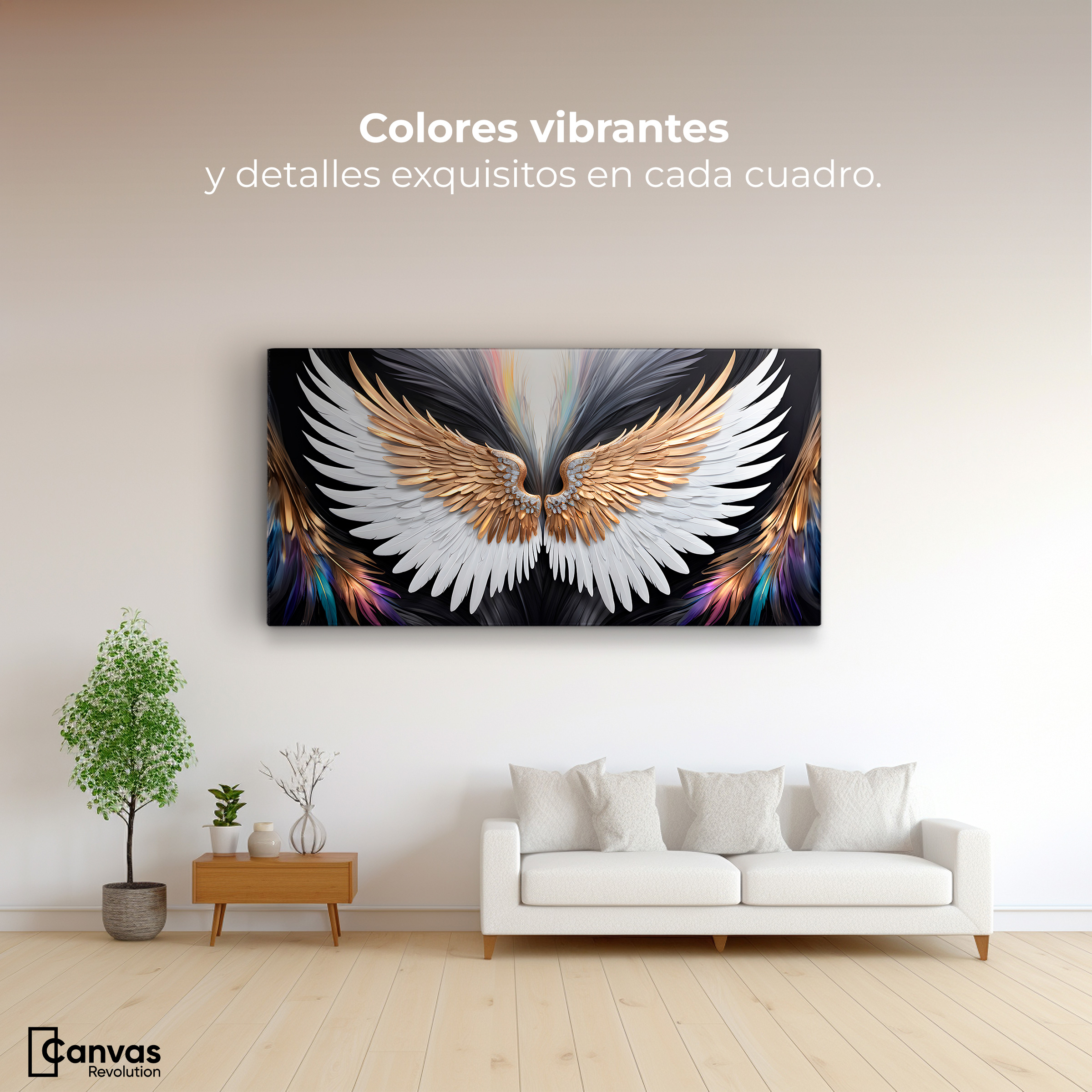 Foto 3 pulgar | Cuadro Alas De Ángel Canvas Alas Vuelo Místico 120x60