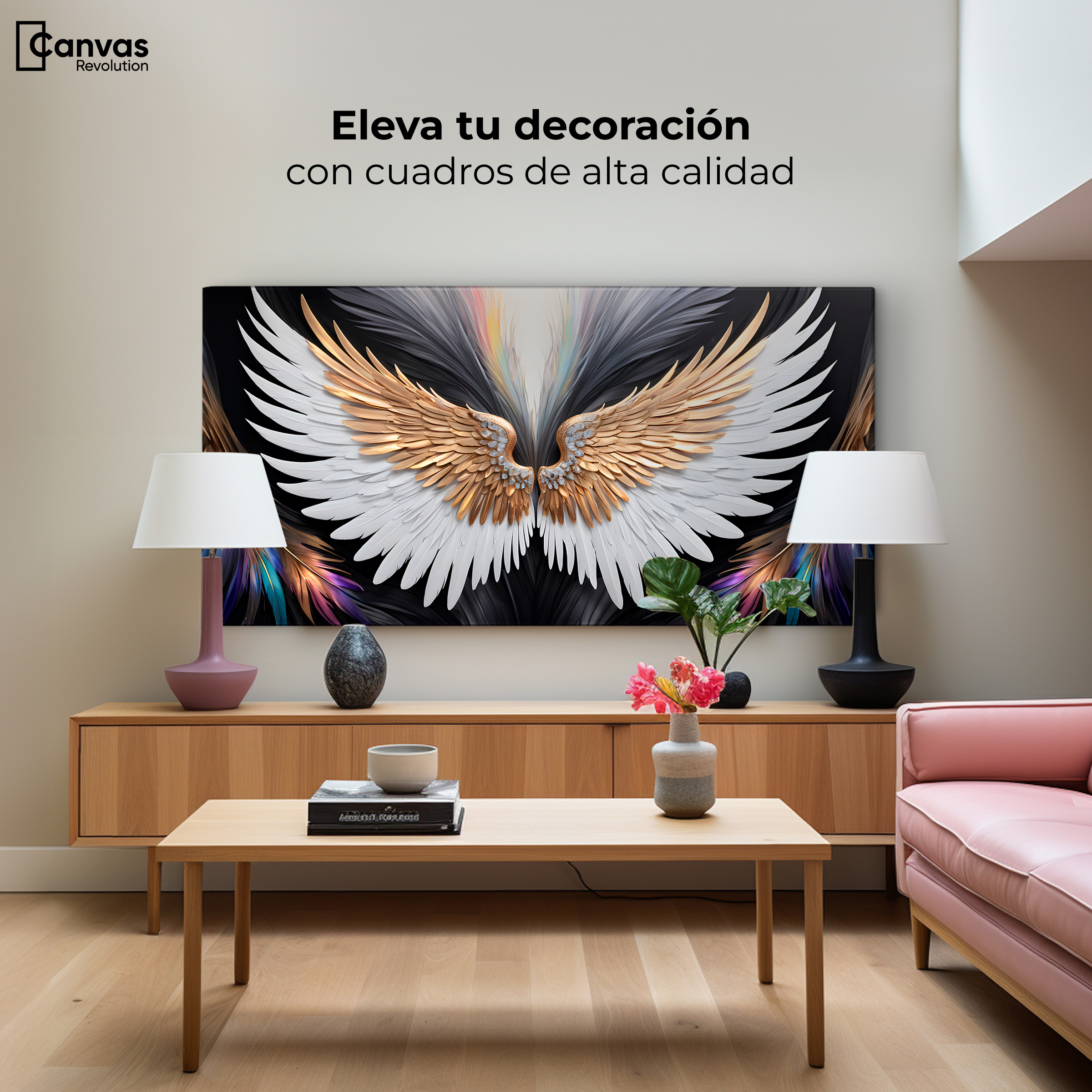 Foto 4 pulgar | Cuadro Alas De Ángel Canvas Alas Vuelo Místico 120x60