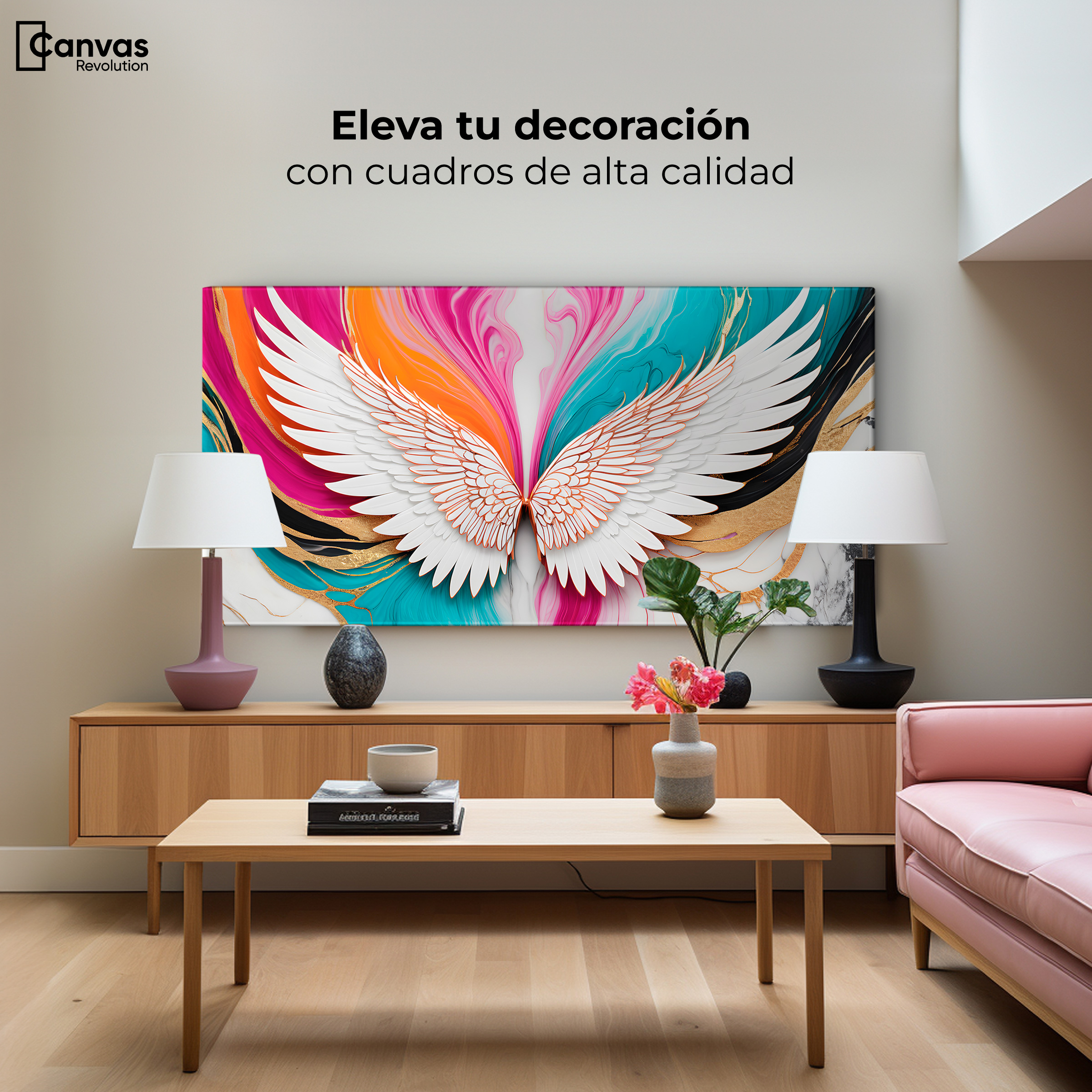 Foto 4 pulgar | Cuadro Alas De Ángel Canvas Alas Fusión Color 120x60