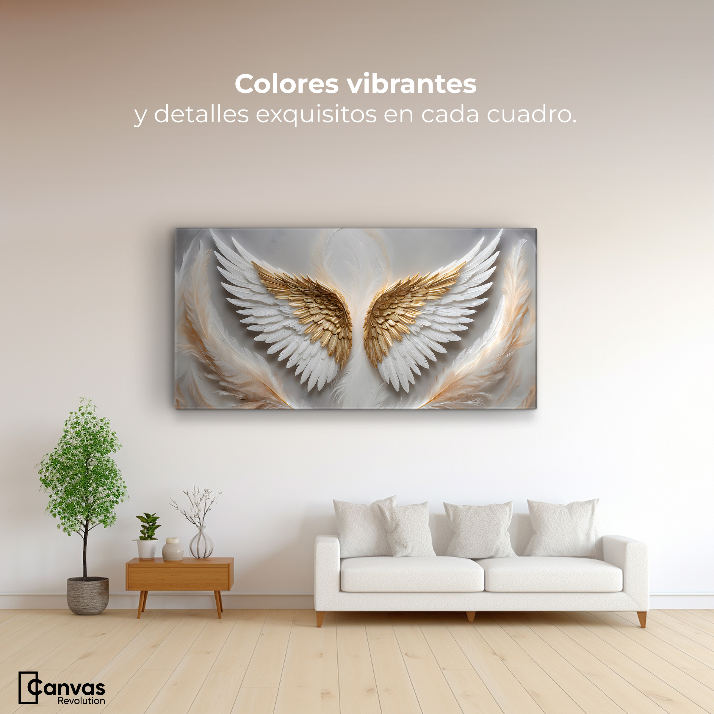 Foto 3 pulgar | Cuadro Alas De Ángel Canvas Ángel Luz Radiante 120x60