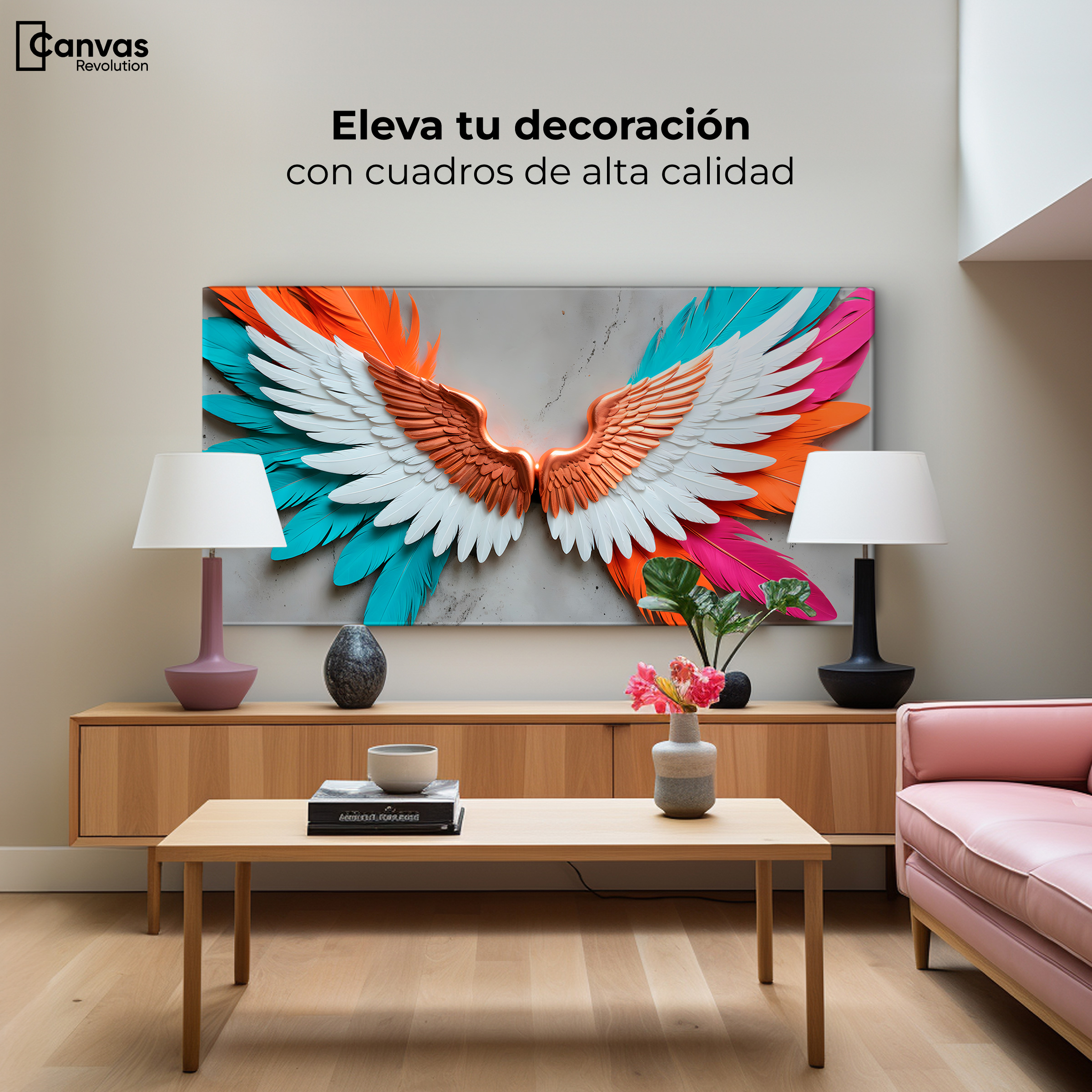 Foto 4 pulgar | Cuadro Alas De Ángel Canvas Alas Ángel Infinito 120x60