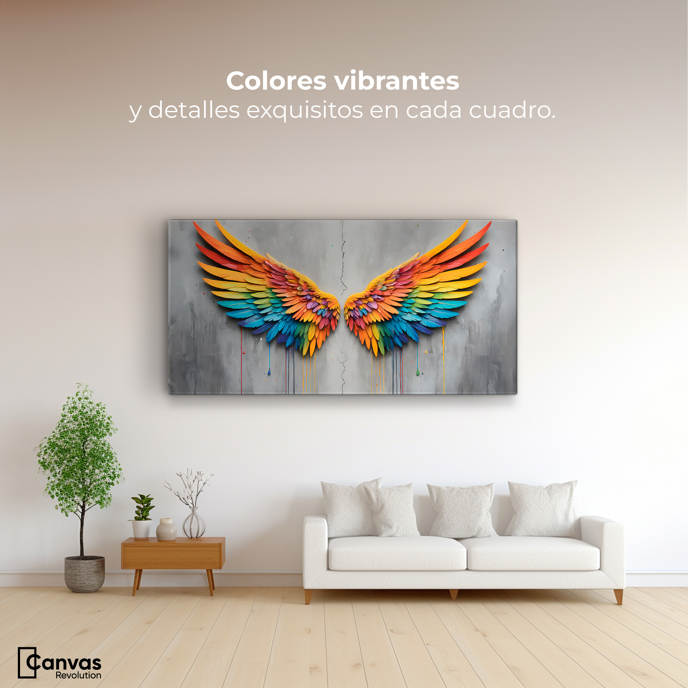 Foto 2 | Cuadro Alas De Ángel Canvas Alas Ángel Colores 120x60