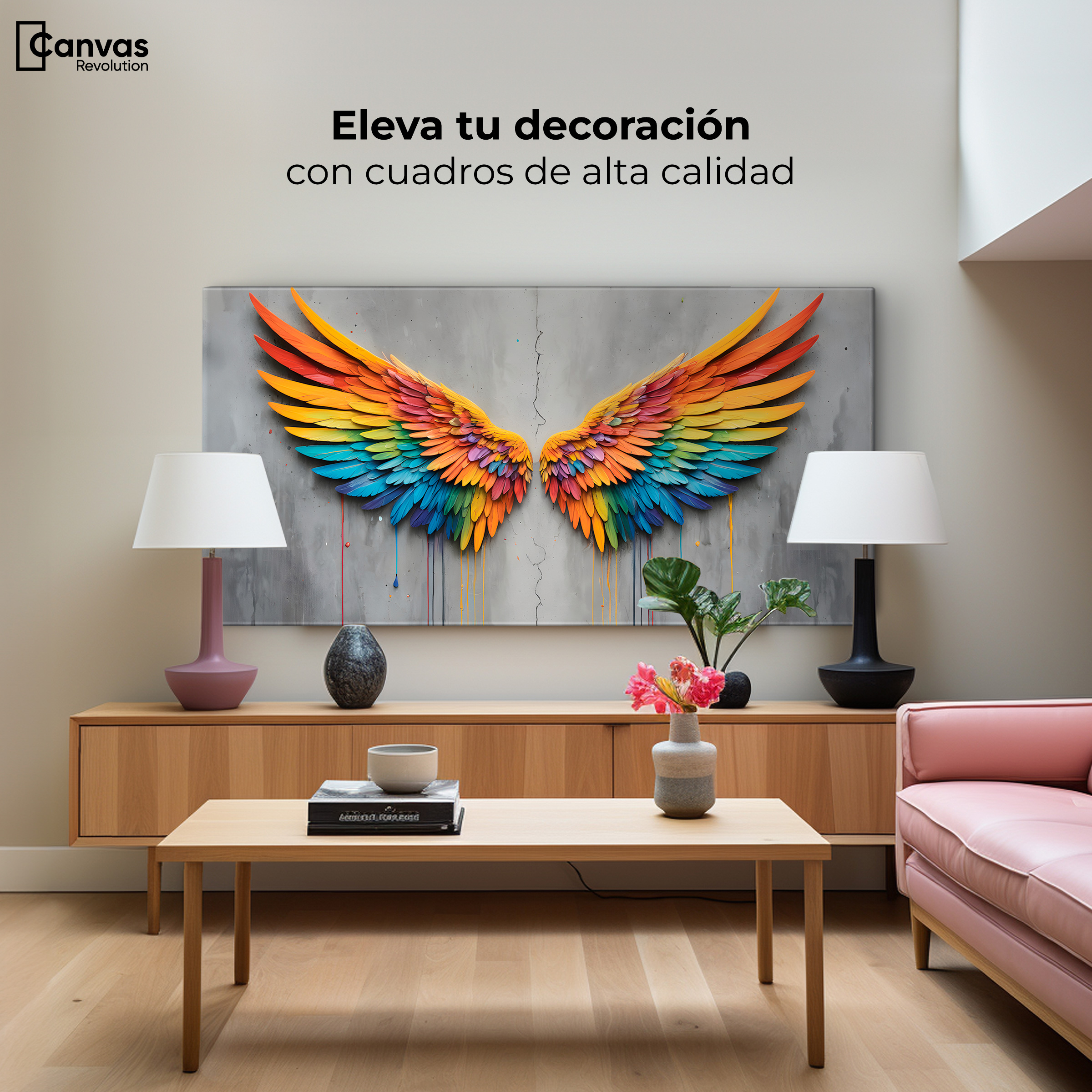 Foto 3 | Cuadro Alas De Ángel Canvas Alas Ángel Colores 120x60