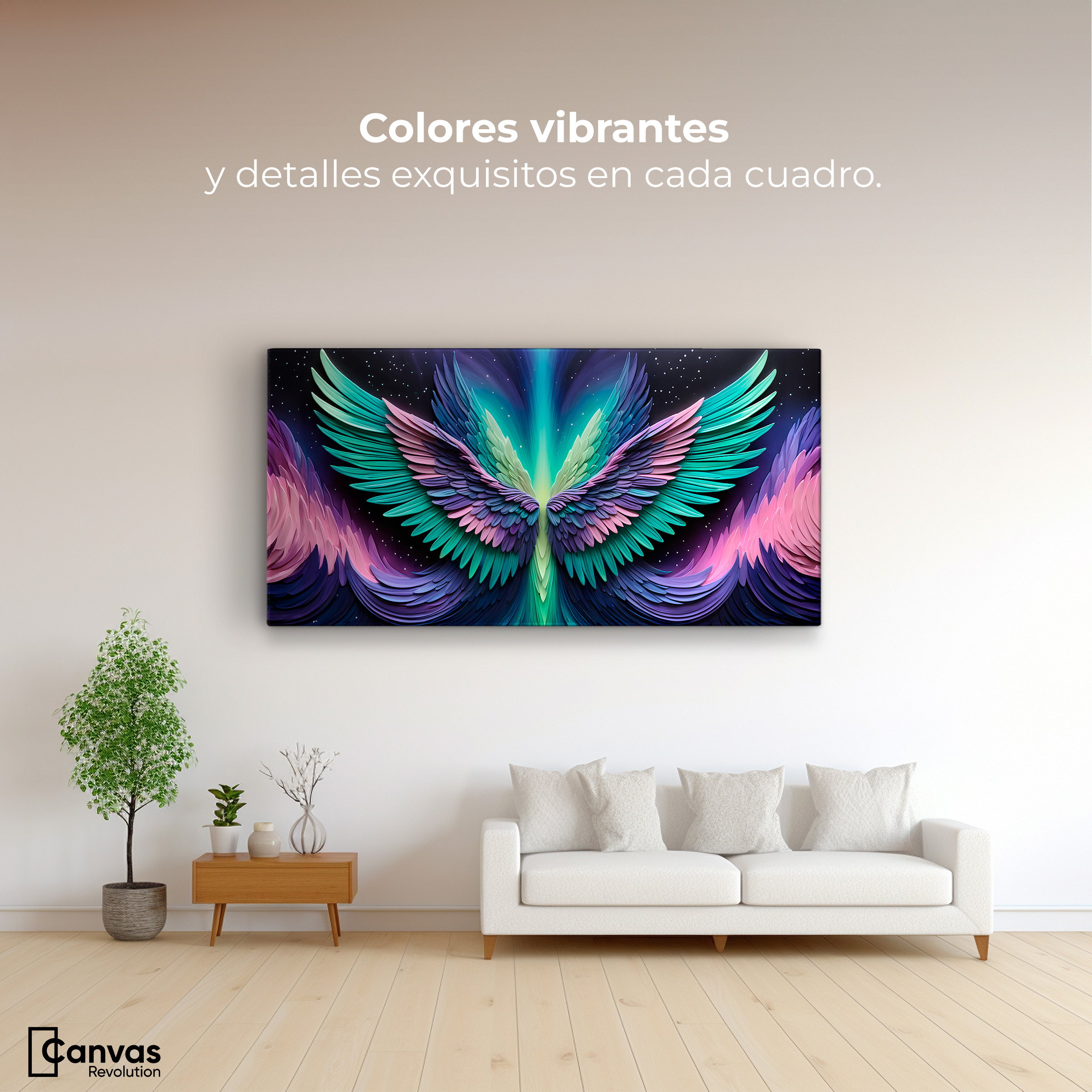 Foto 3 pulgar | Cuadro Alas De Ángel Canvas Alas Ángel Cosmic 120x60