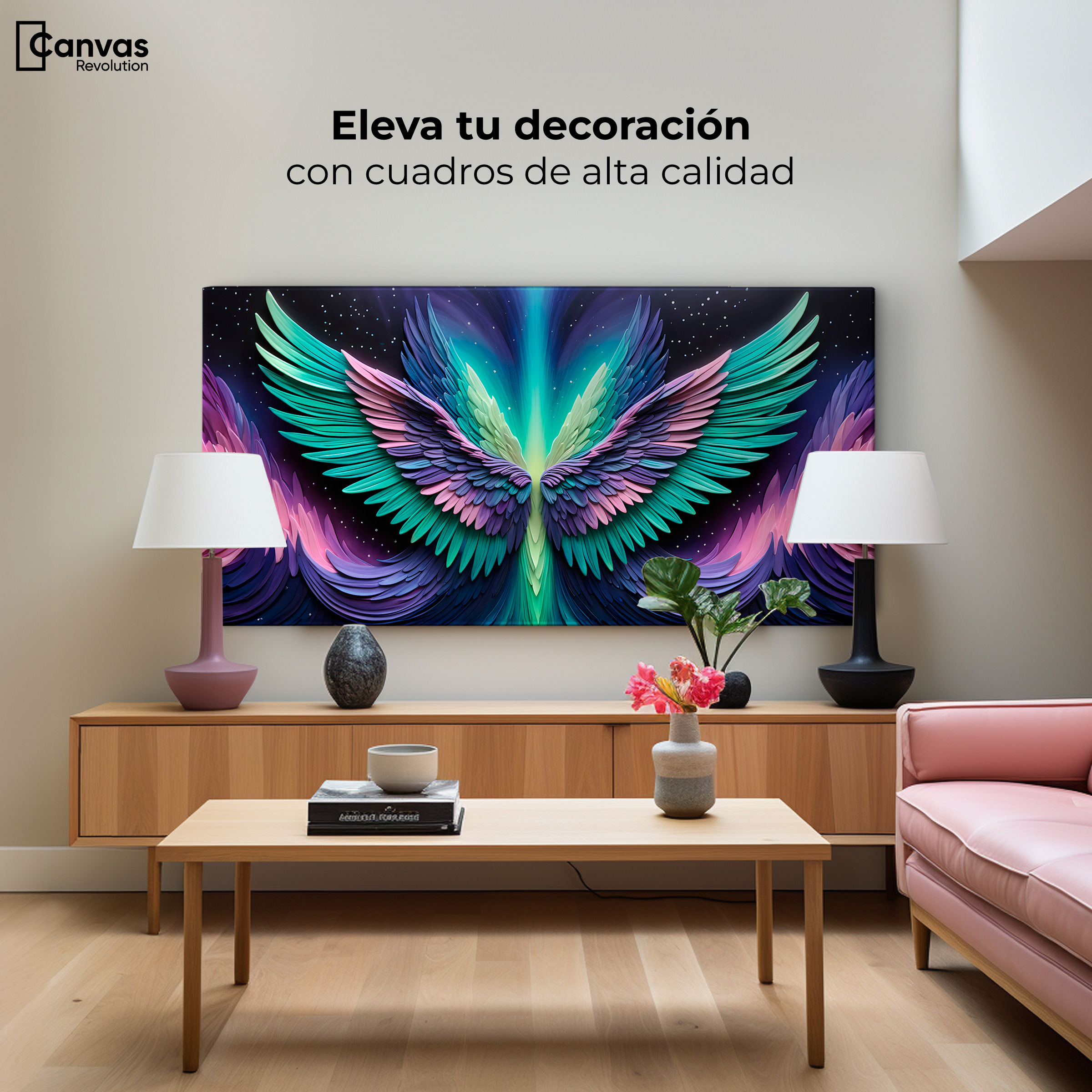 Foto 4 pulgar | Cuadro Alas De Ángel Canvas Alas Ángel Cosmic 120x60