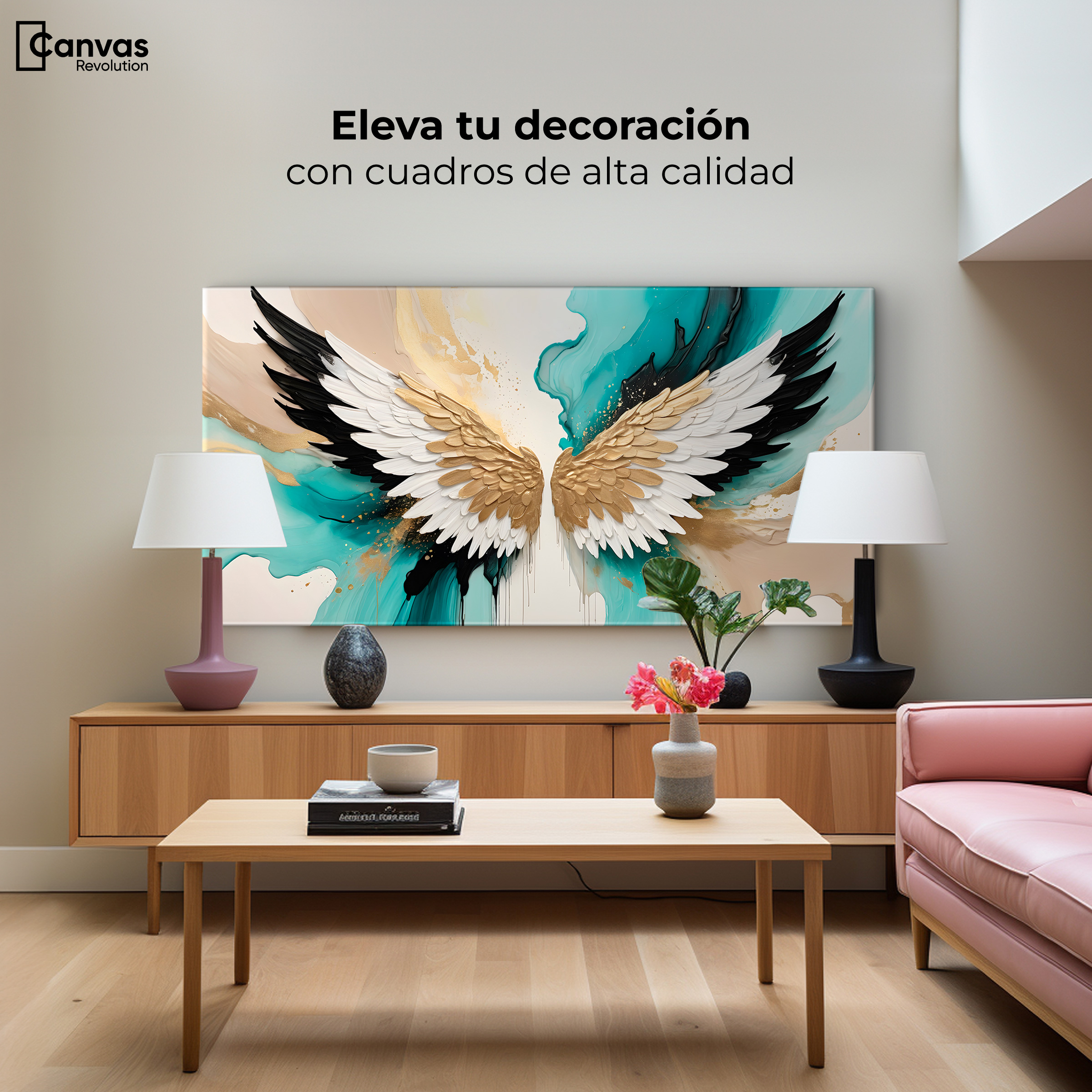 Foto 3 | Cuadro Alas De Ángel Canvas Alas Ángel Luminoso 120x60