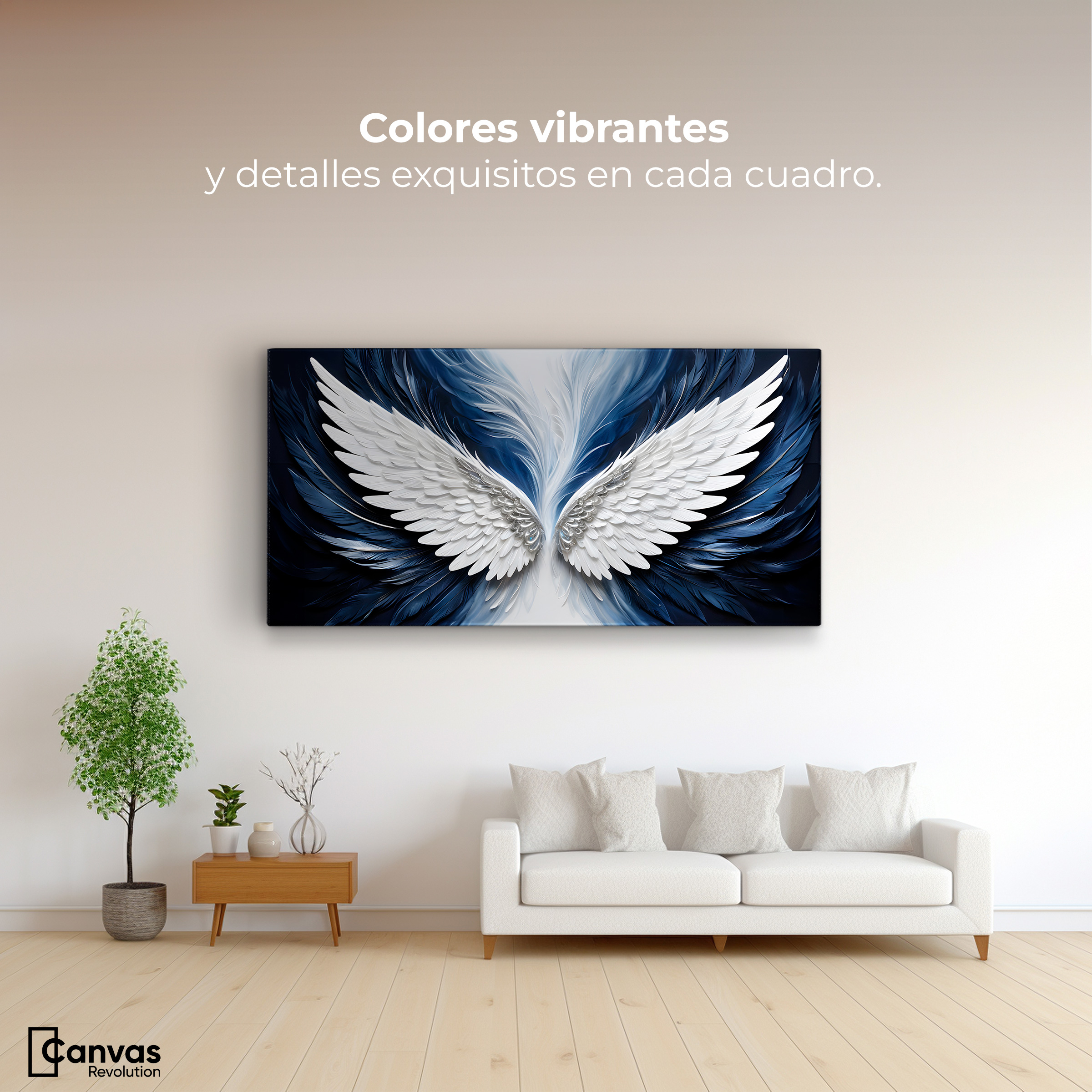 Foto 3 pulgar | Cuadro Alas De Ángel Canvas Alas Ángel Marina 120x60