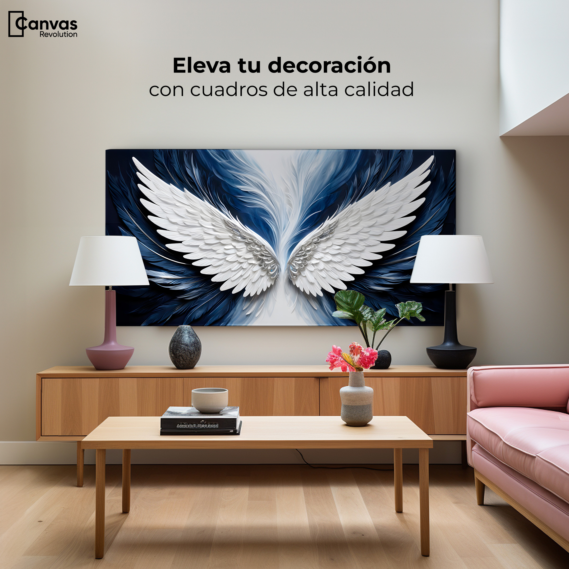 Foto 4 pulgar | Cuadro Alas De Ángel Canvas Alas Ángel Marina 120x60