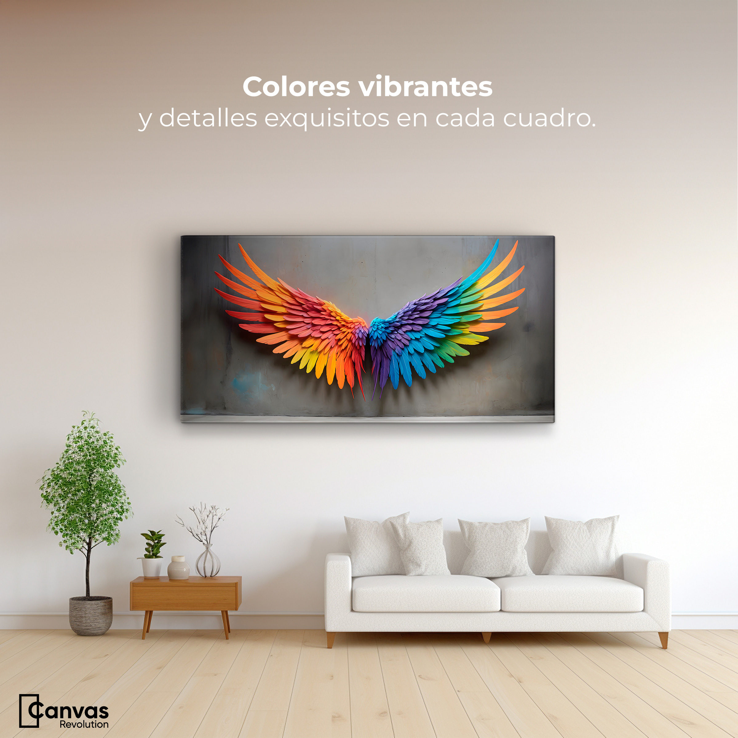 Foto 3 pulgar | Cuadro Alas De Ángel Canvas Ángel Vuelo Sutil 120x60