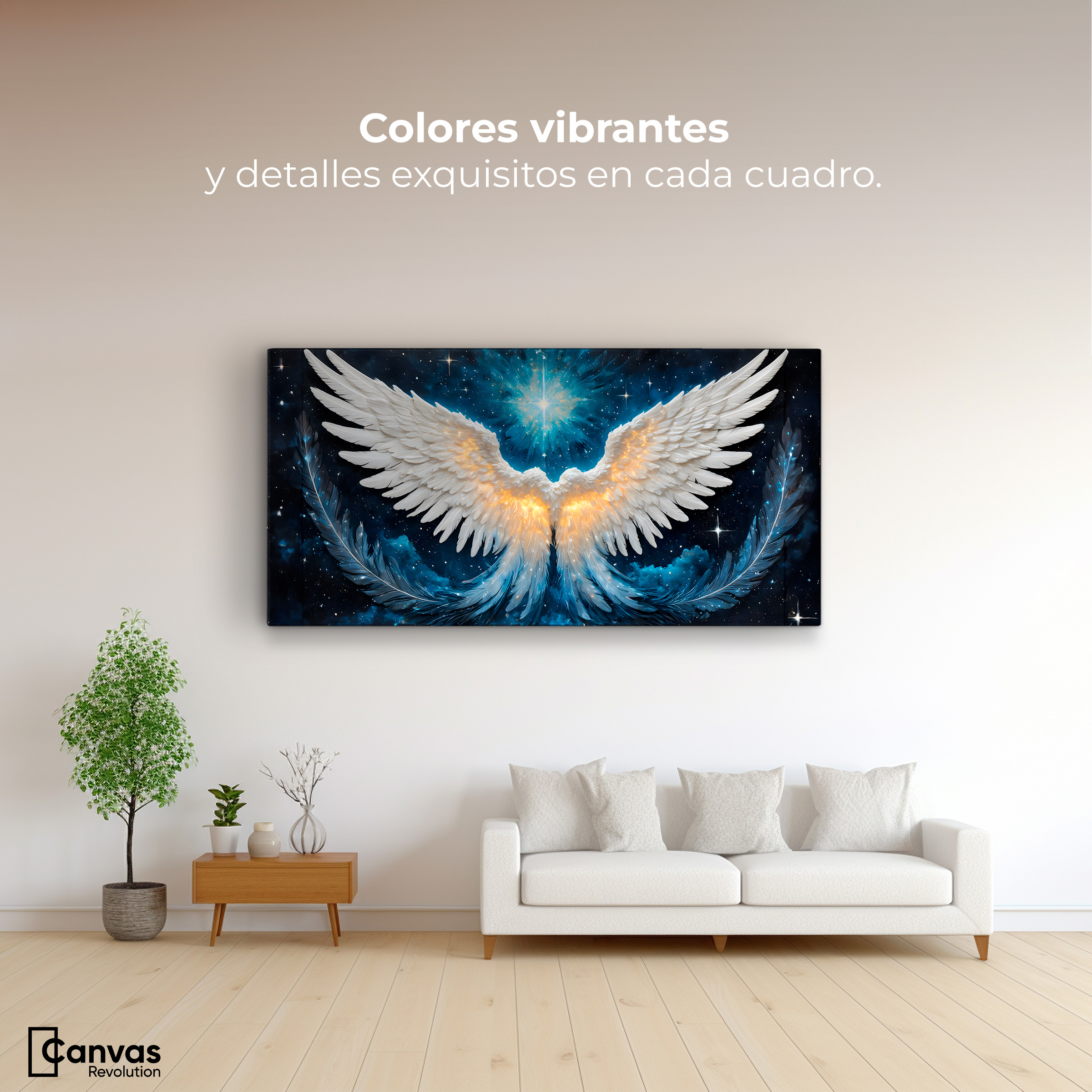 Foto 3 pulgar | Cuadro Alas De Ángel Canvas Esencia Angelical 120x60