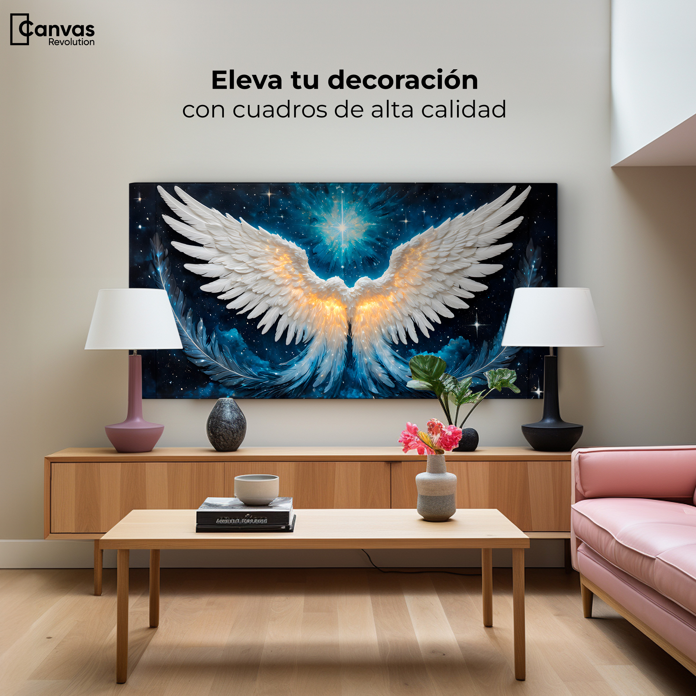 Foto 4 pulgar | Cuadro Alas De Ángel Canvas Esencia Angelical 120x60