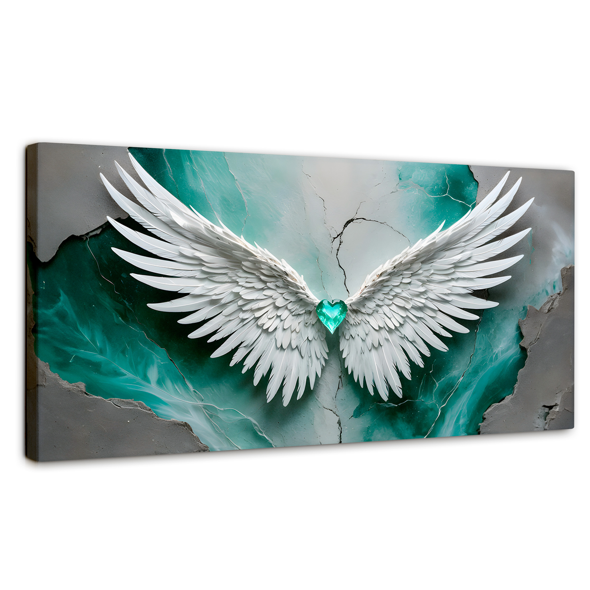 Foto 2 pulgar | Cuadro Alas De Ángel Canvas Alas Vida Esmeralda 120x60