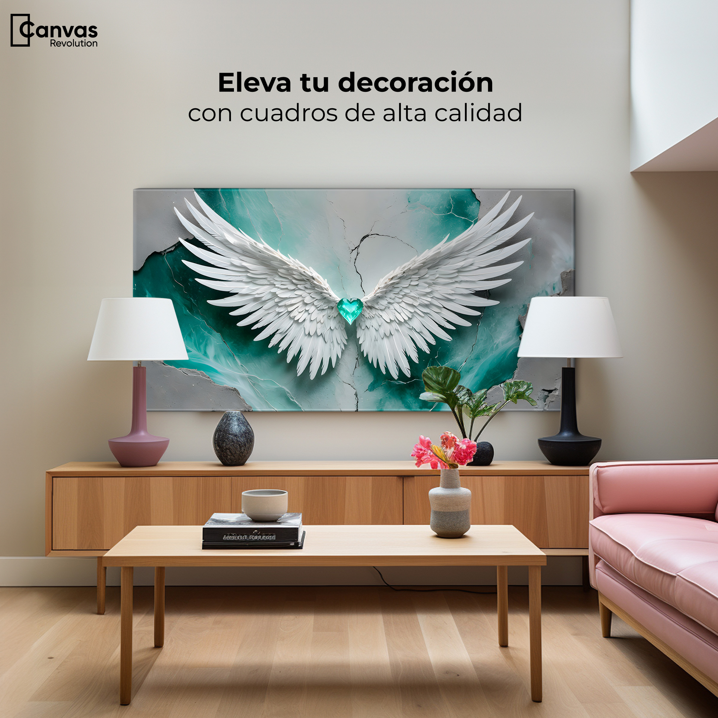 Foto 3 | Cuadro Alas De Ángel Canvas Alas Vida Esmeralda 120x60