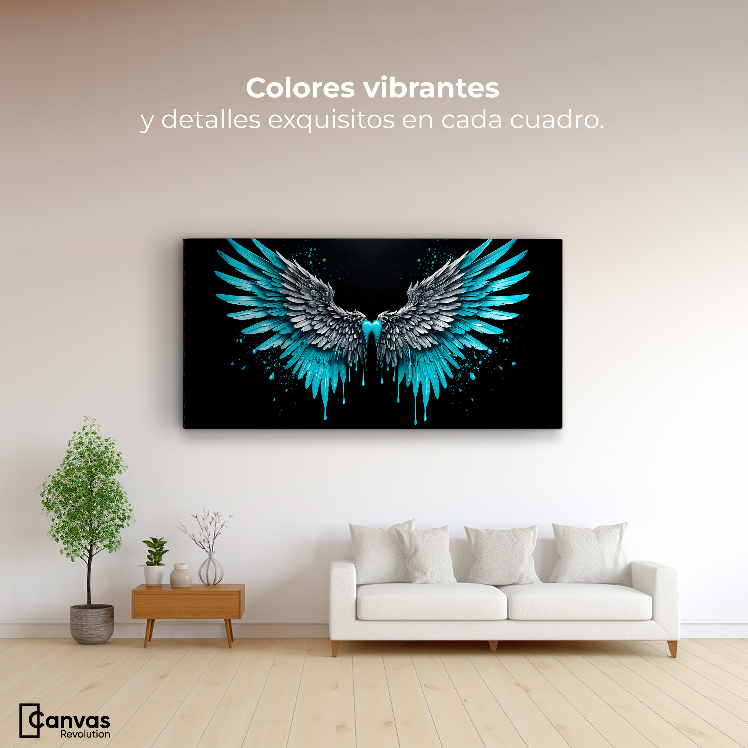 Foto 3 pulgar | Cuadro Alas De Ángel Canvas Esencia De Ángeles 120x60