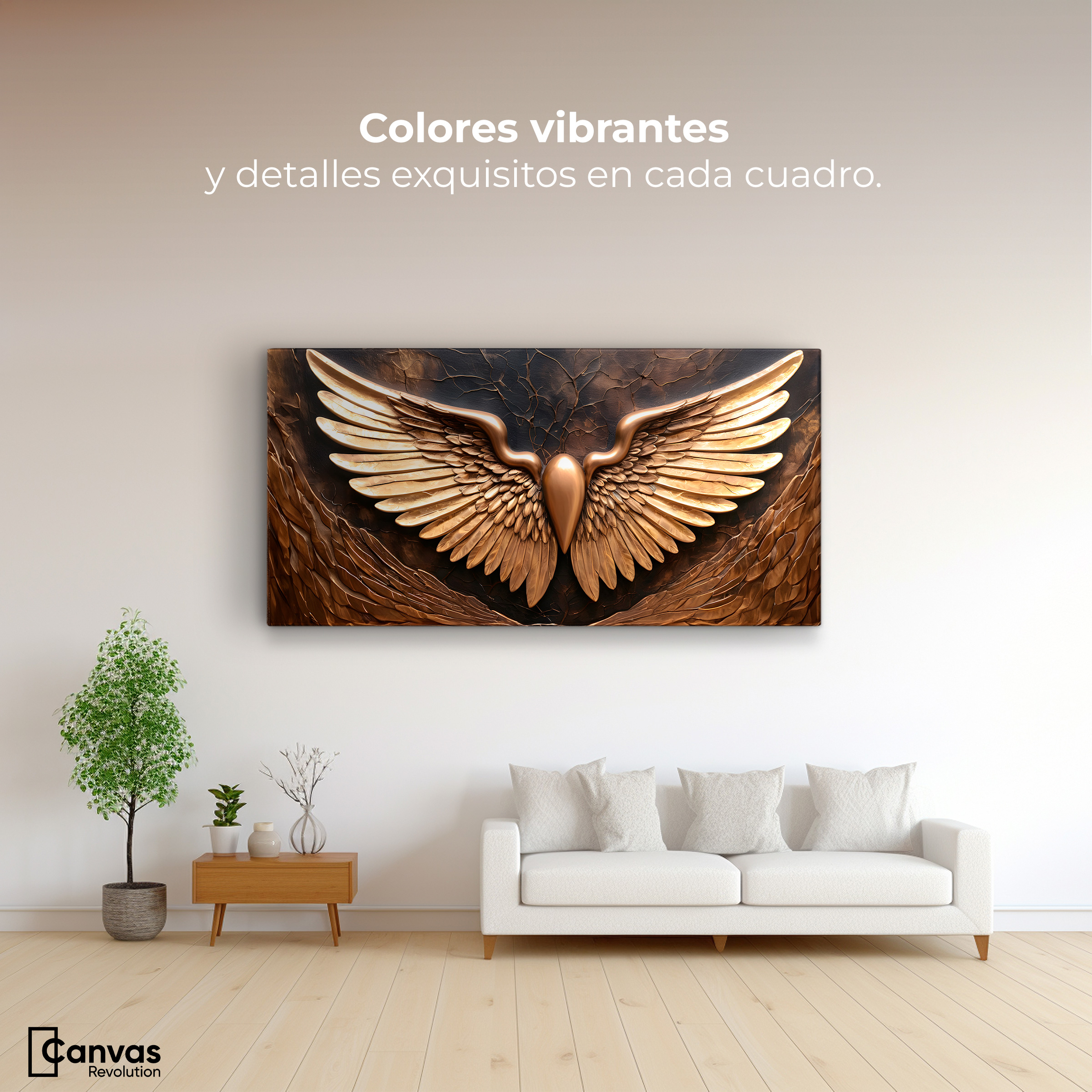 Foto 3 pulgar | Cuadro Alas De Ángel Canvas Alas Ángel Cobre 120x60