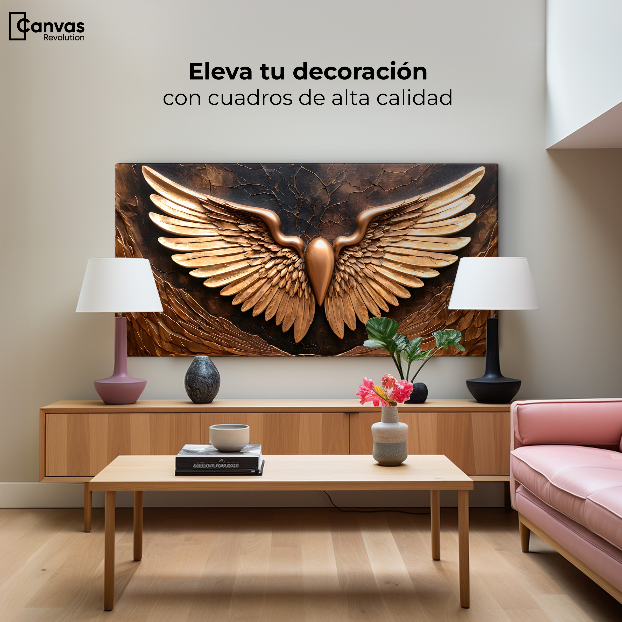 Foto 4 pulgar | Cuadro Alas De Ángel Canvas Alas Ángel Cobre 120x60