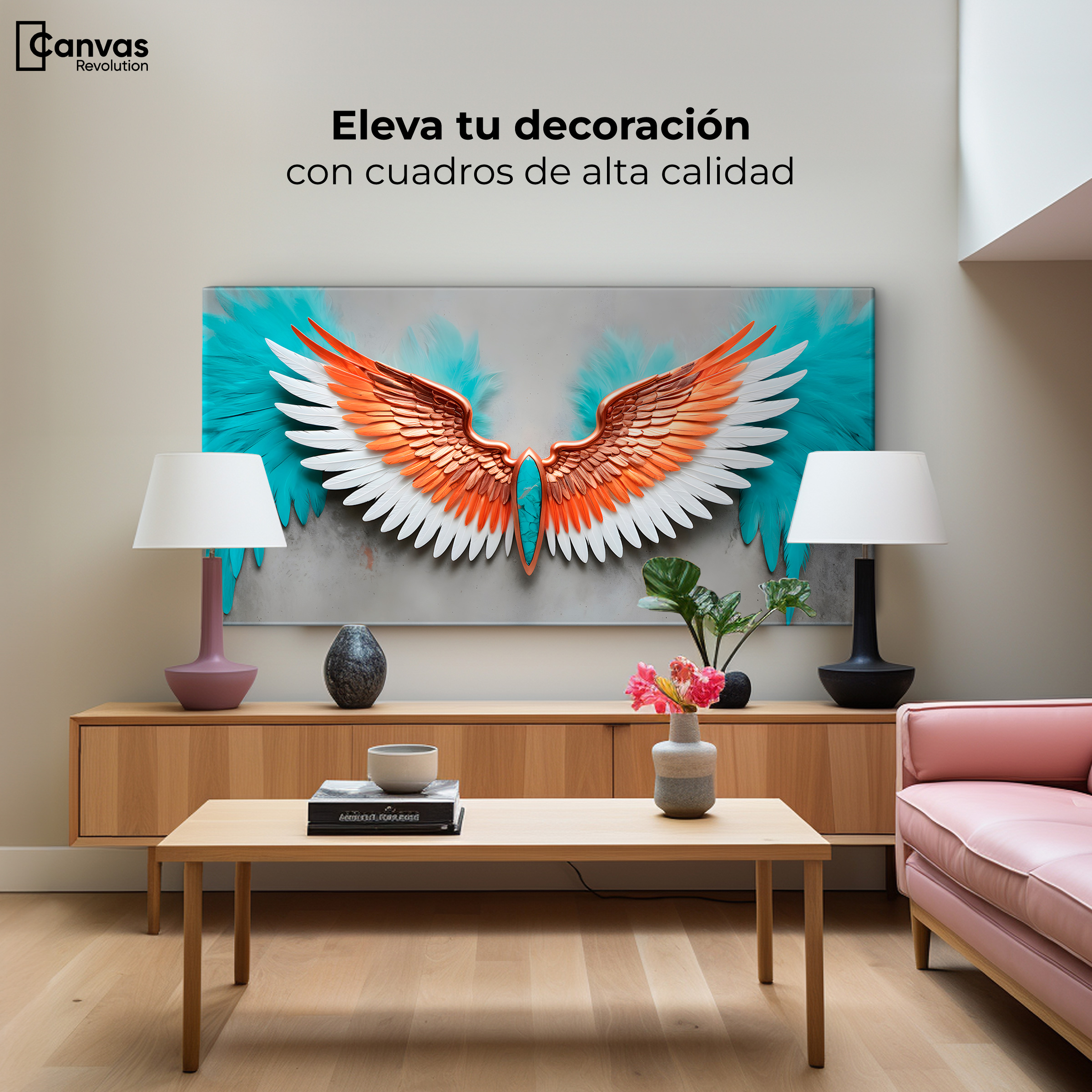 Foto 4 pulgar | Cuadro Alas De Ángel Canvas Alas Ángel Sueños 120x60