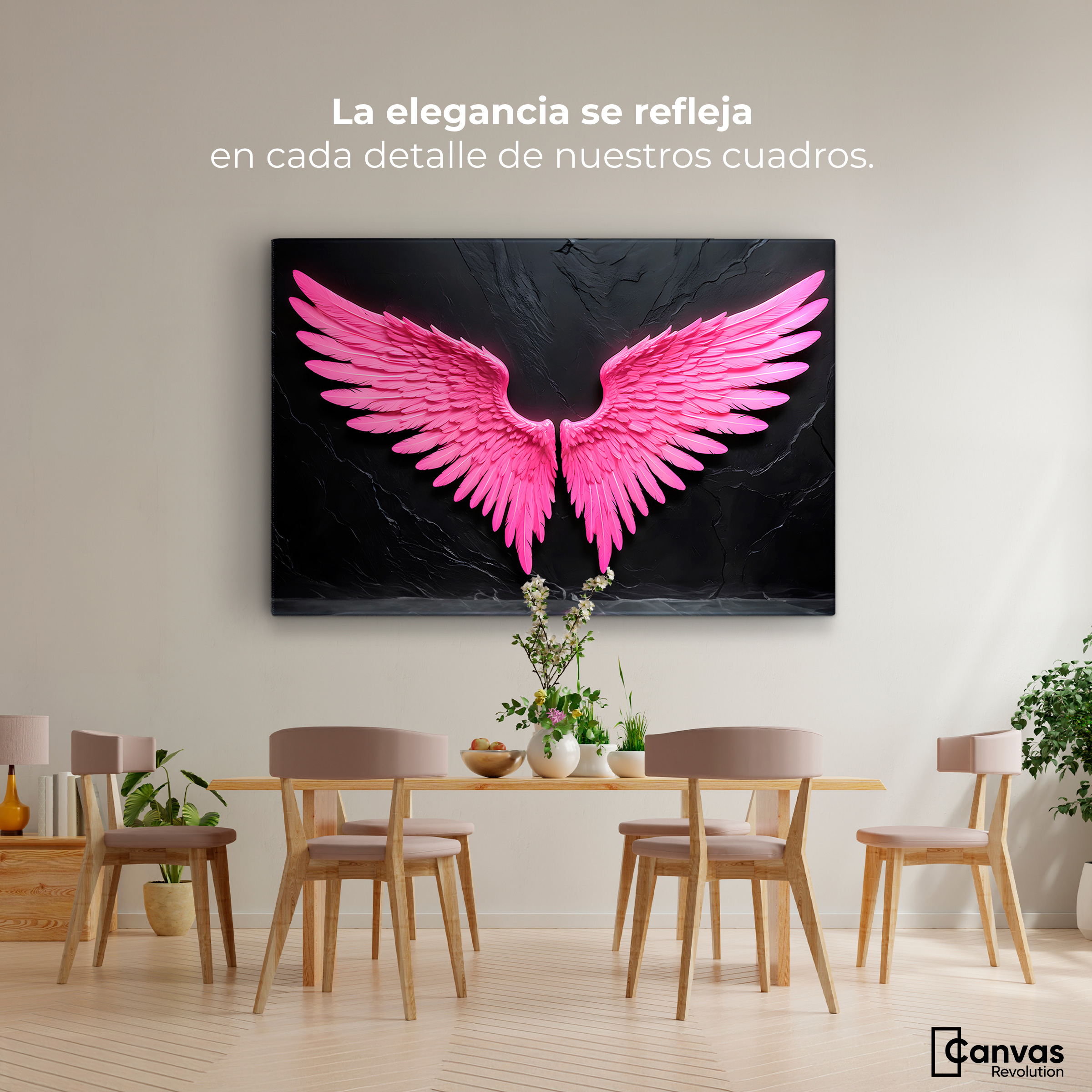 Foto 3 pulgar | Cuadro Alas De Ángel Canvas Alas Ángel Solar 90x60
