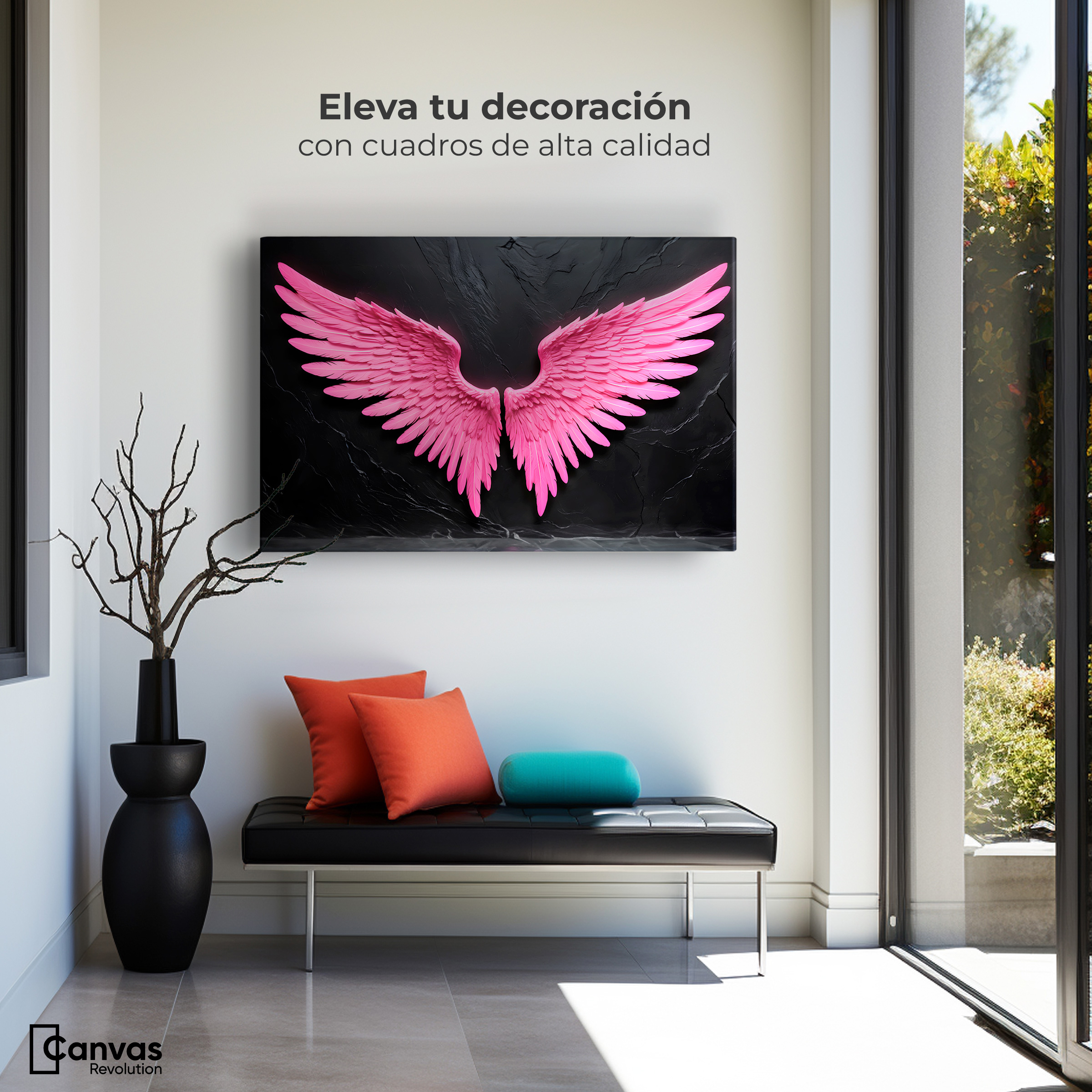Foto 4 pulgar | Cuadro Alas De Ángel Canvas Alas Ángel Solar 90x60