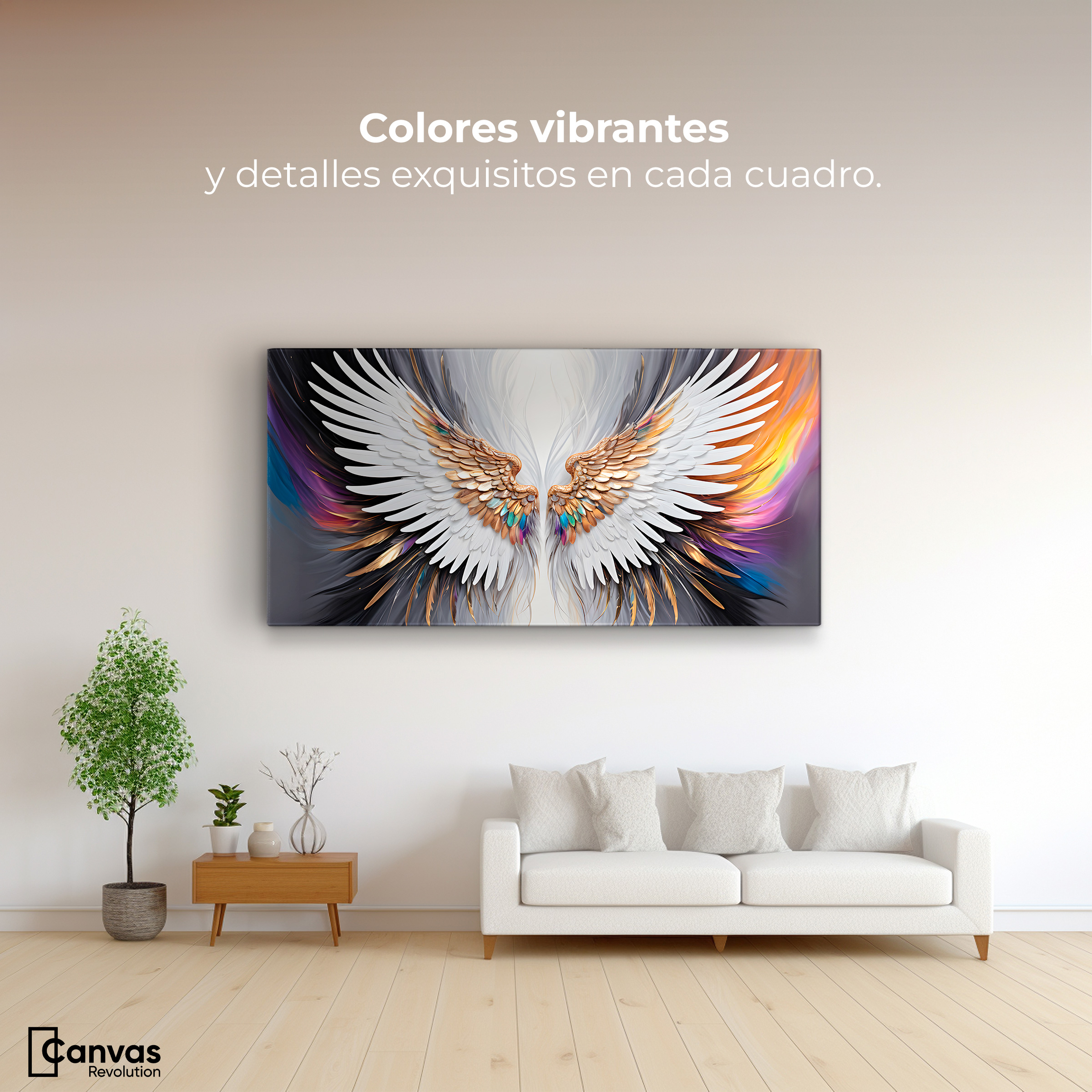Foto 3 pulgar | Cuadro Alas De Ángel Canvas Alas De Sueño 120x60