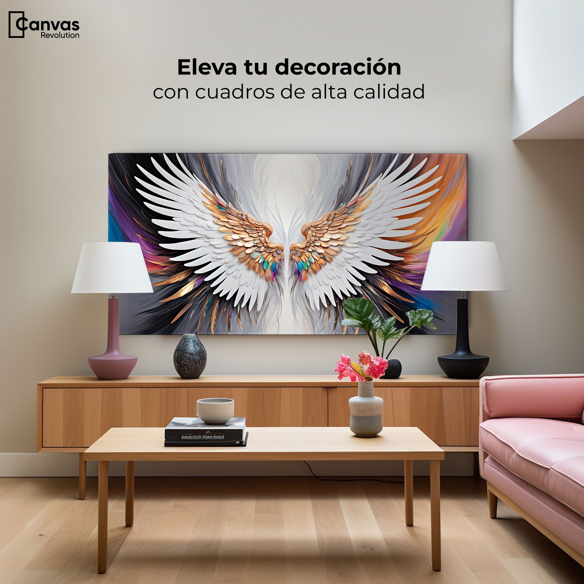 Foto 4 pulgar | Cuadro Alas De Ángel Canvas Alas De Sueño 120x60
