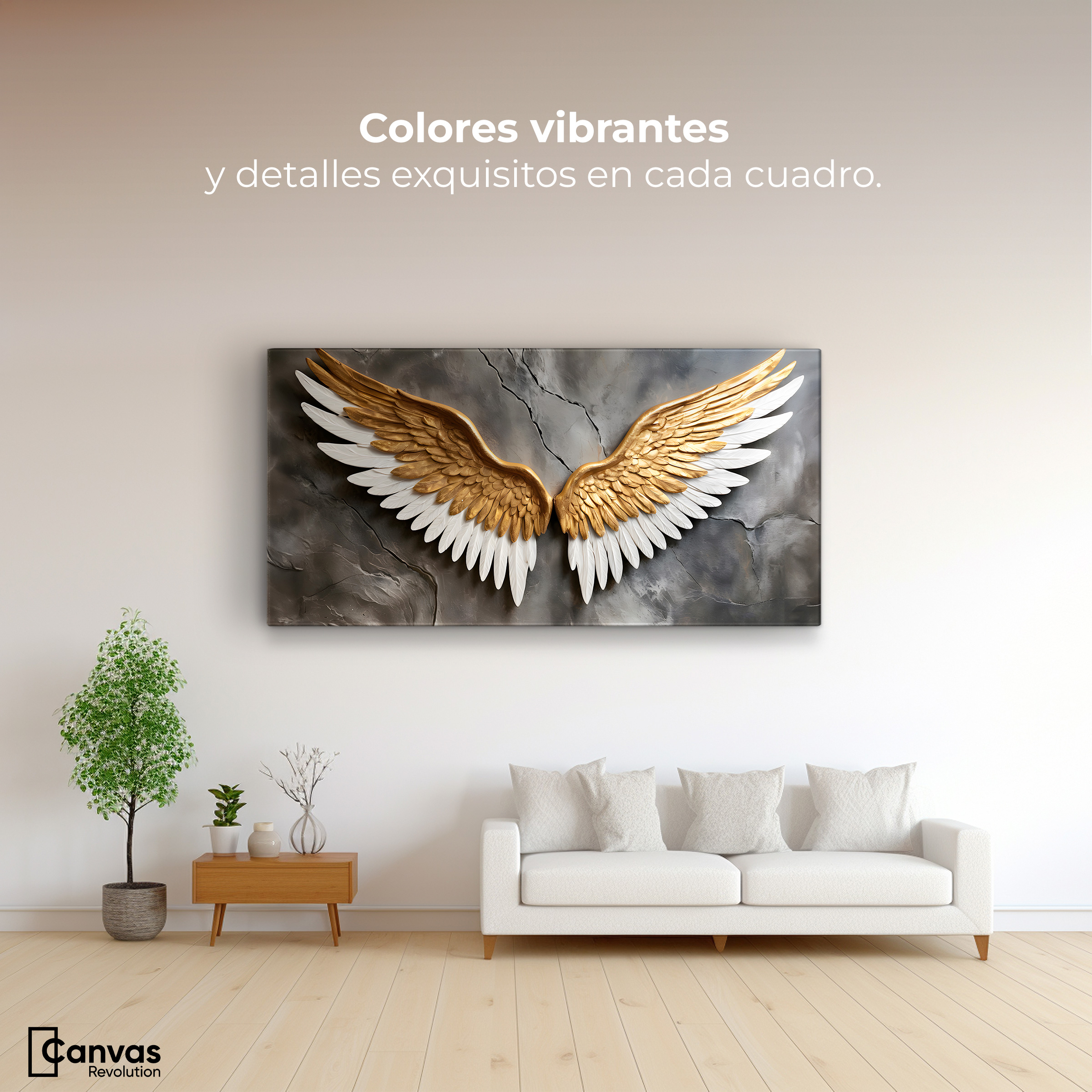 Foto 3 pulgar | Cuadro Alas De Ángel Canvas Alas Ángel Eterno 120x60