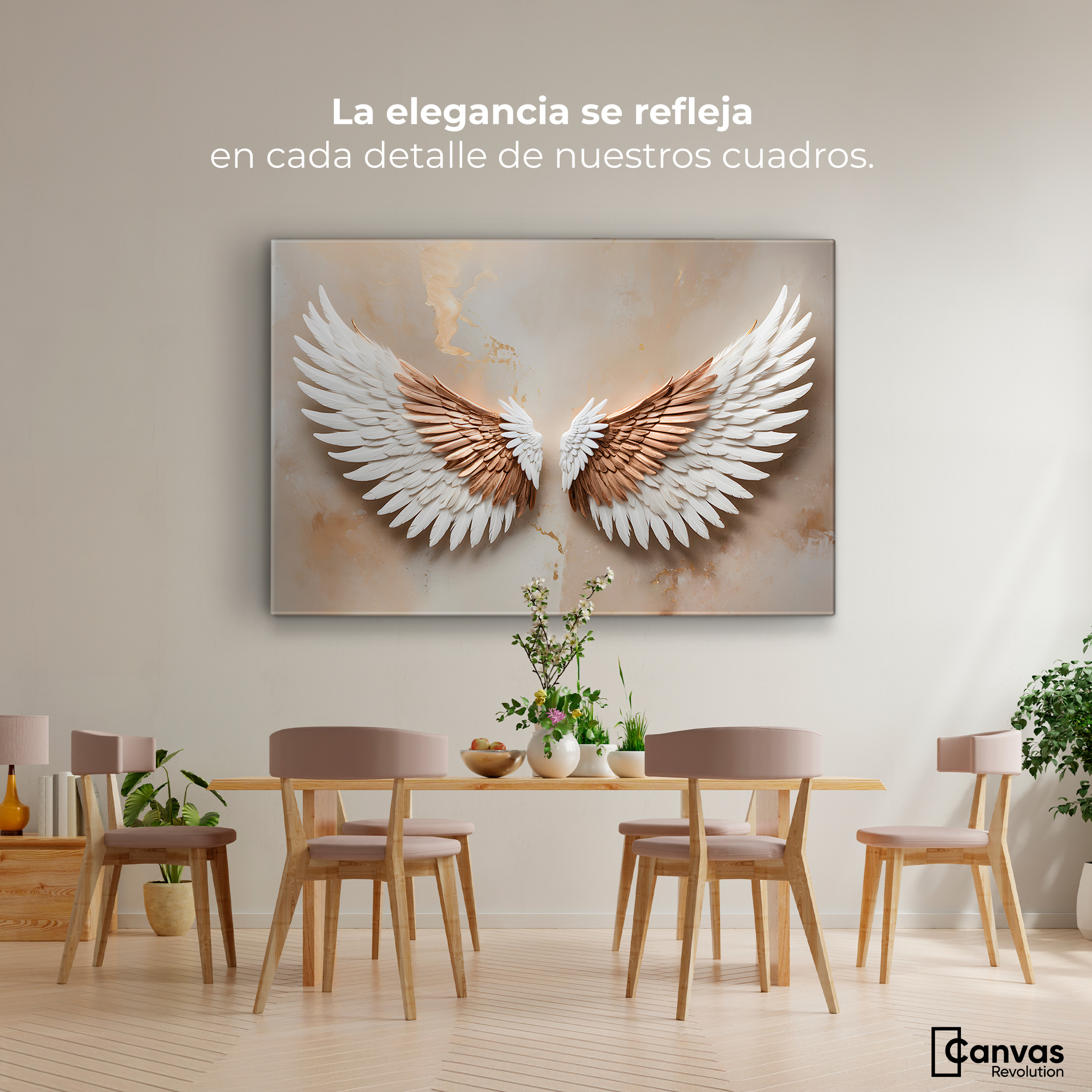 Foto 3 pulgar | Cuadro Alas De Ángel Canvas Alas Espíritu Sol 90x60