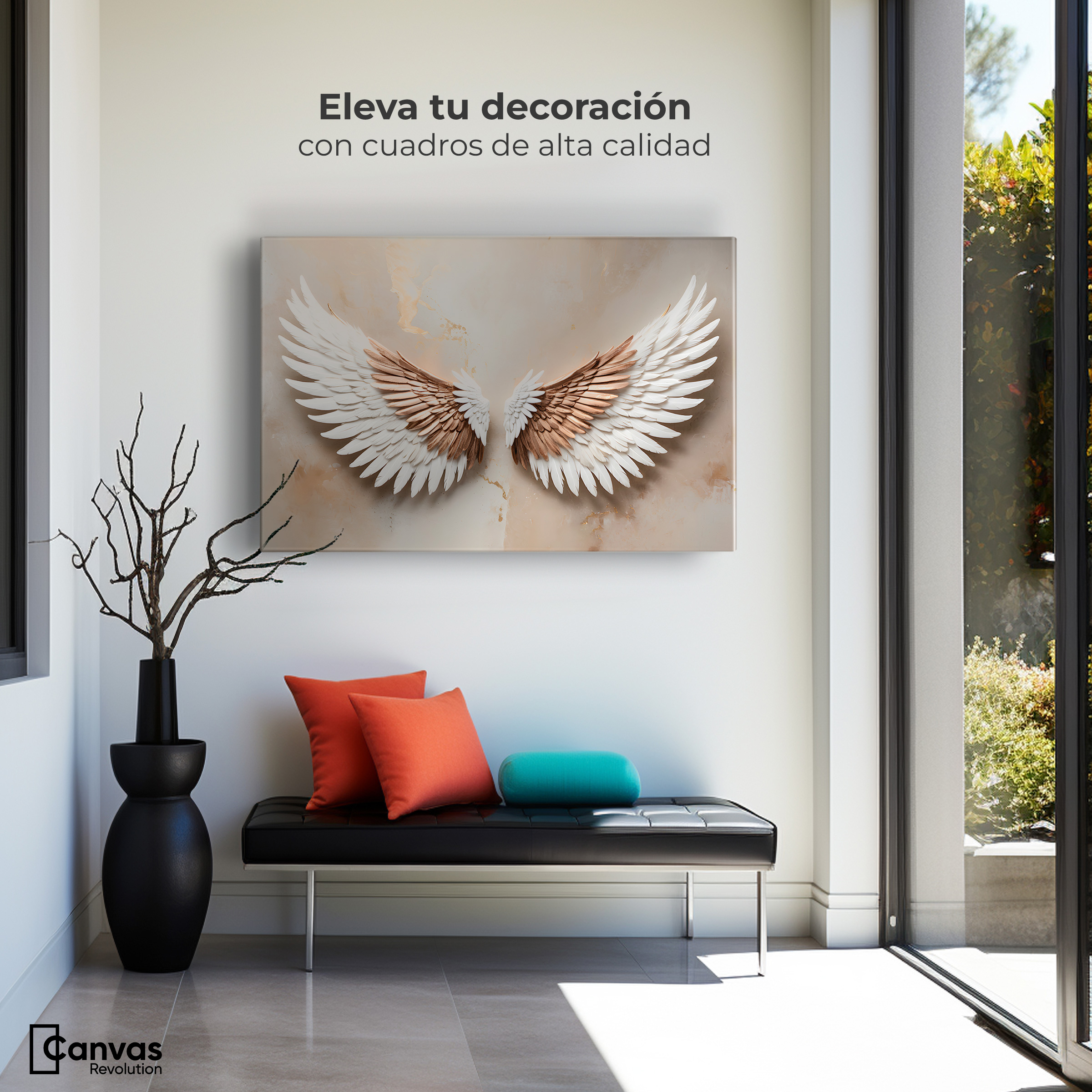 Foto 4 pulgar | Cuadro Alas De Ángel Canvas Alas Espíritu Sol 90x60