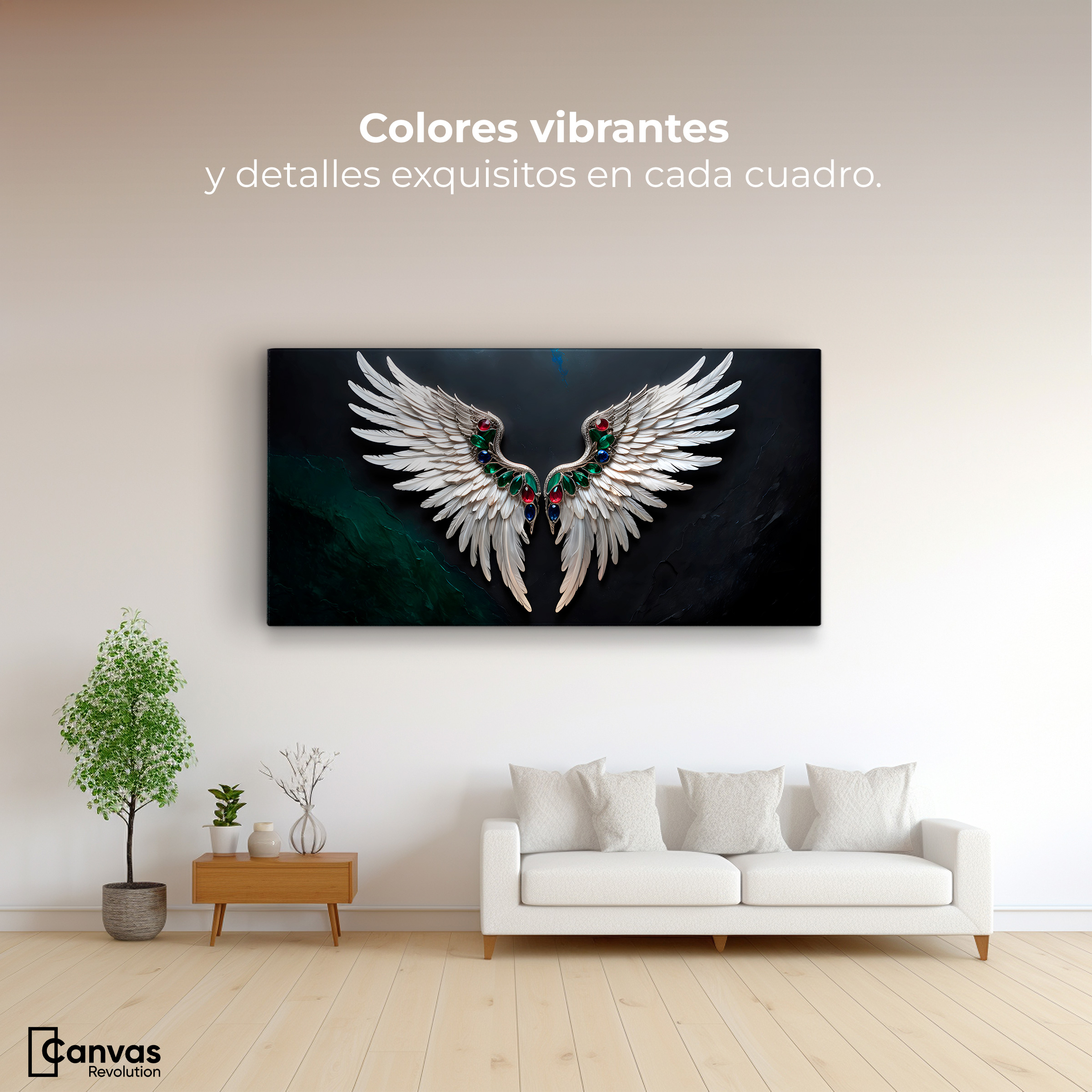 Foto 3 pulgar | Cuadro Alas De Ángel Canvas Alas Ángel Profundo 120x60