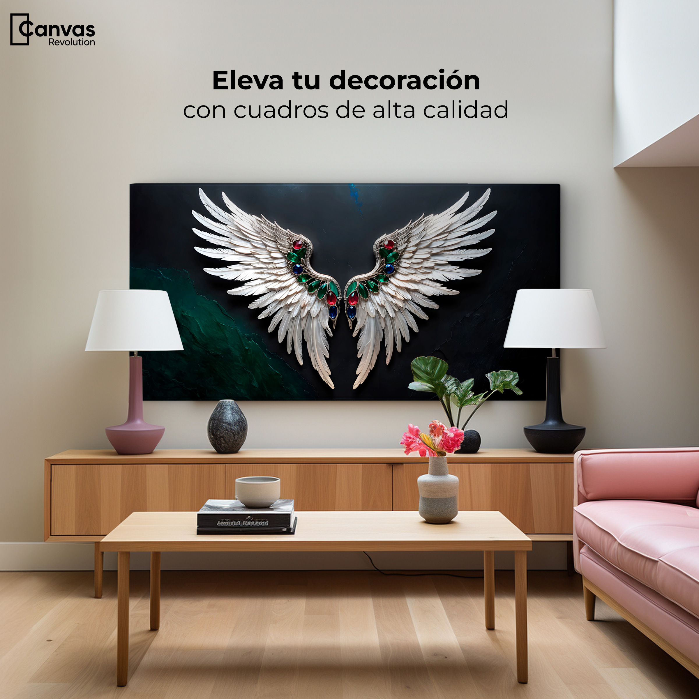 Foto 4 pulgar | Cuadro Alas De Ángel Canvas Alas Ángel Profundo 120x60