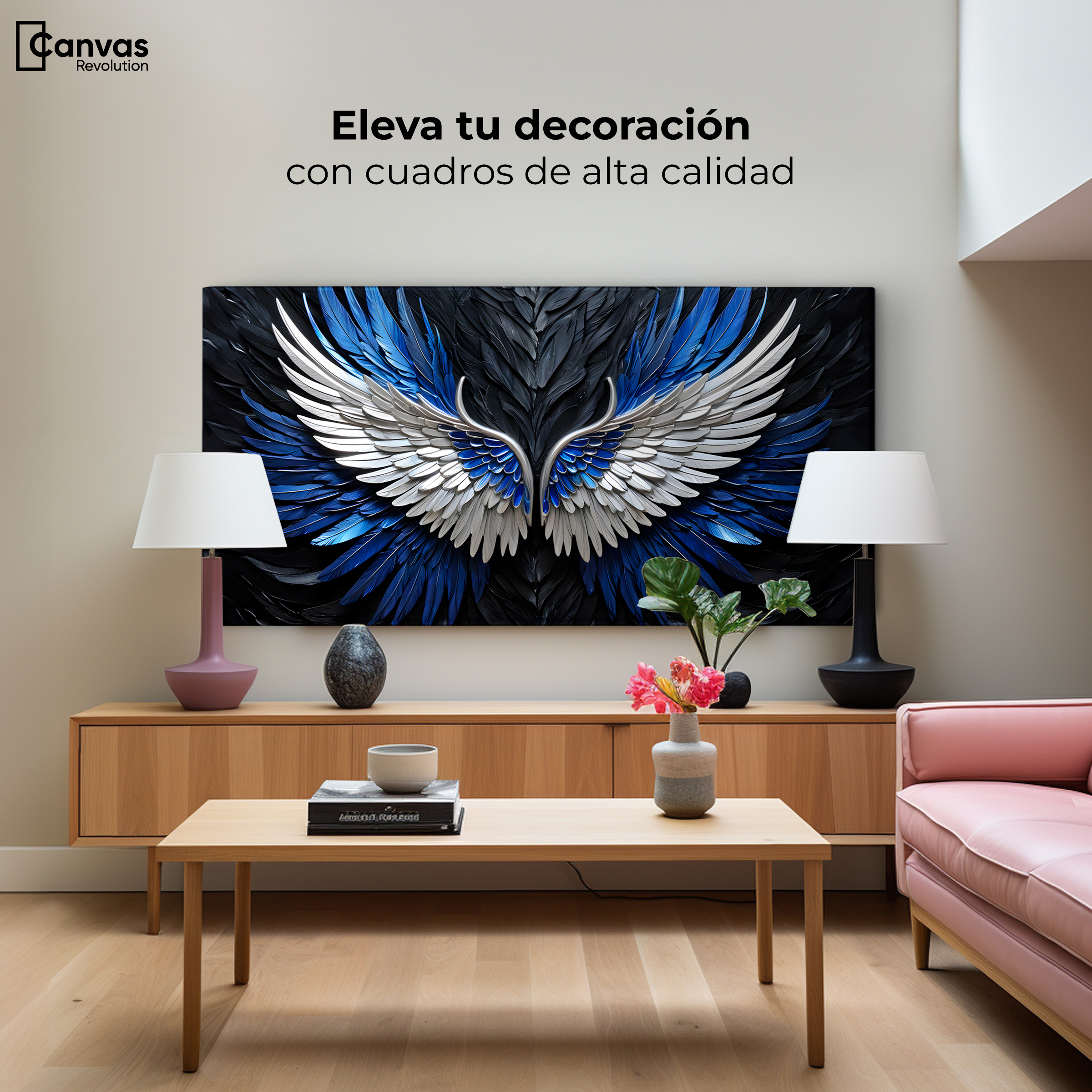 Foto 4 pulgar | Cuadro Alas De Ángel Canvas Alas Ángel Cósmico 120x60