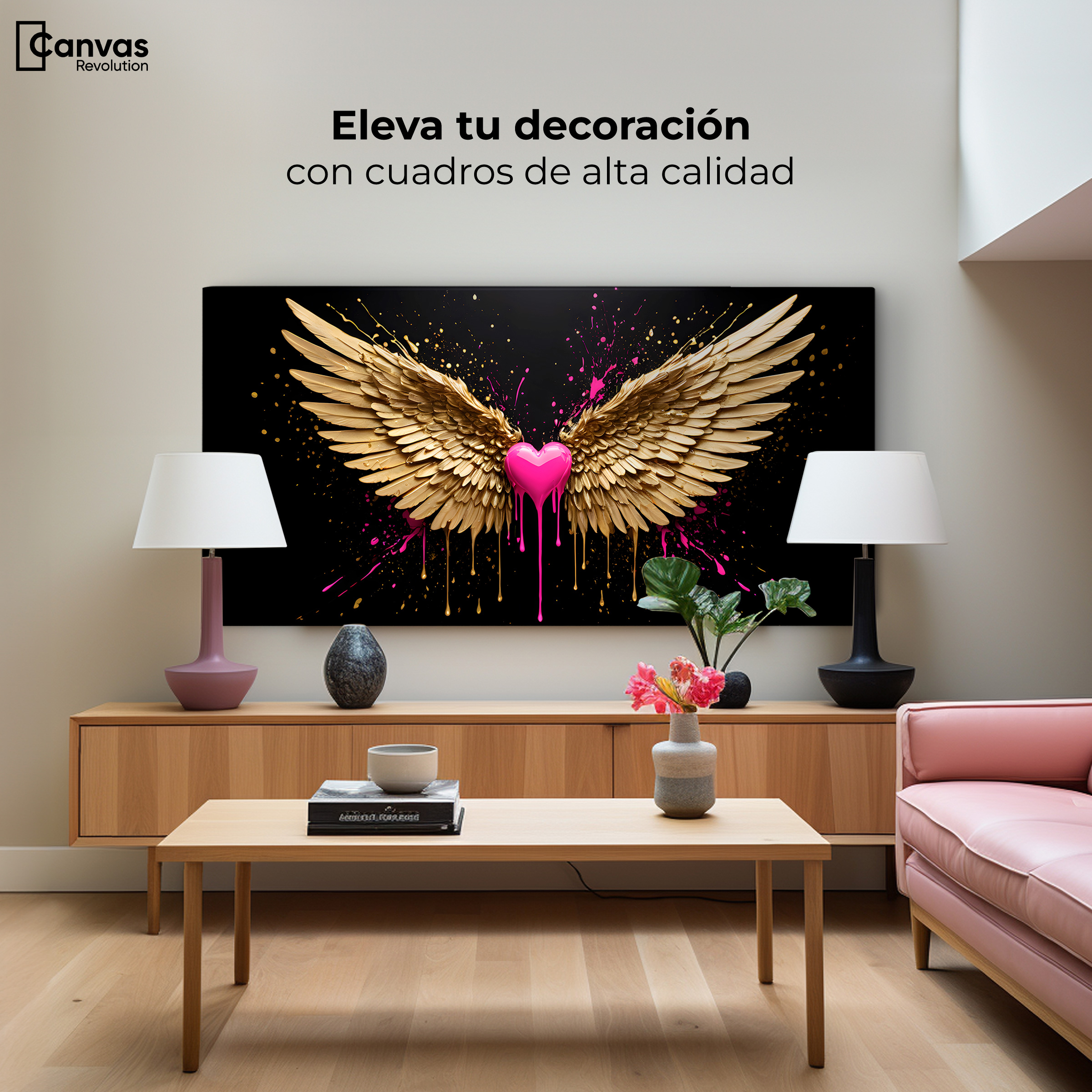 Foto 4 pulgar | Cuadro Alas De Ángel Canvas Corazón Divino 120x60