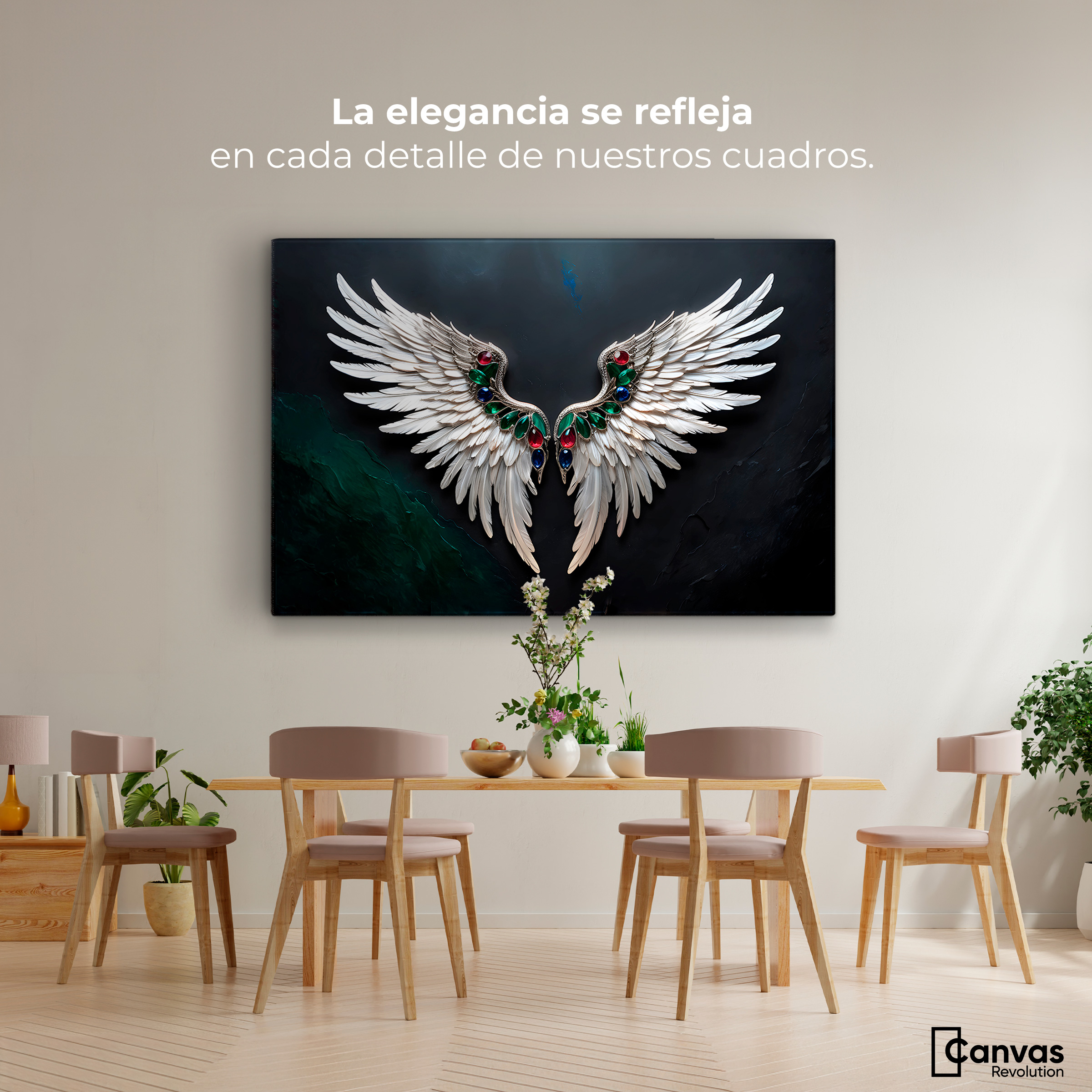 Foto 3 pulgar | Cuadro Alas De Ángel Canvas Alas Ángel Profundo 90x60
