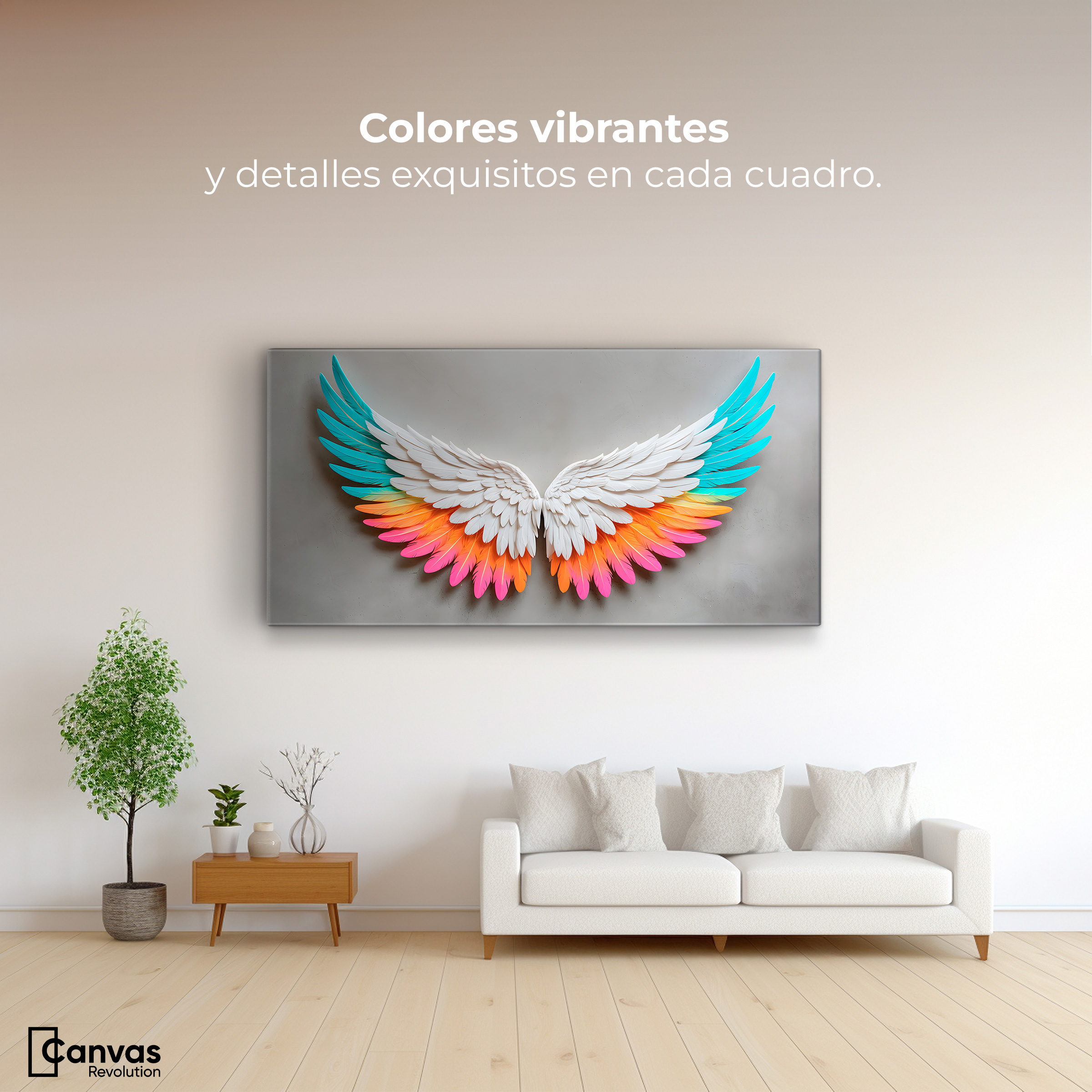 Foto 3 pulgar | Cuadro Alas De Ángel Canvas Alas Ángel Armonía 120x60