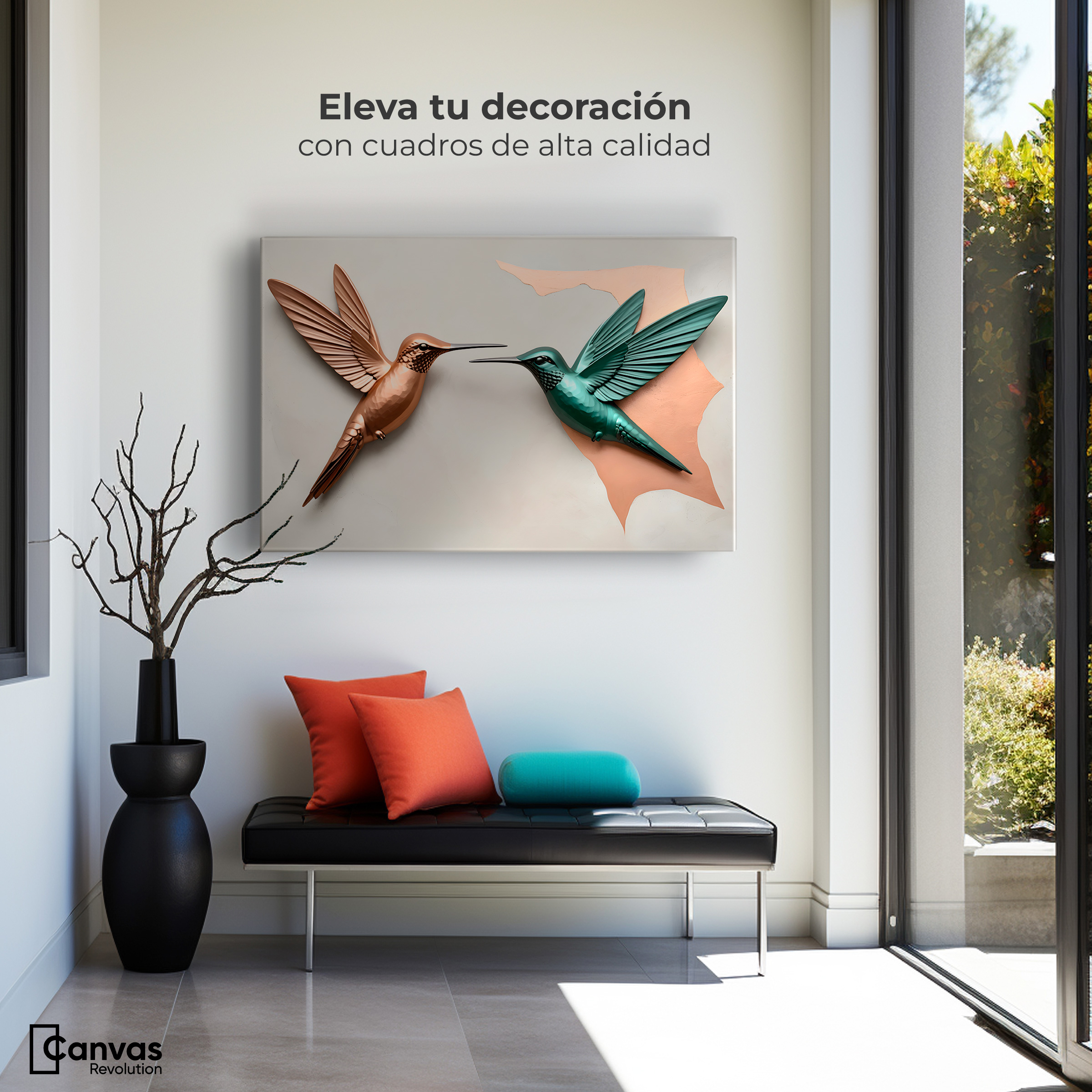 Foto 4 pulgar | Cuadros De Colibrí Canvas Colibrí Verde Cobre 90x60