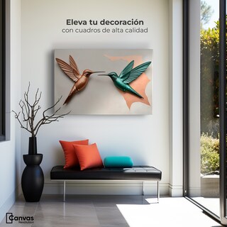 Foto 3 | Cuadros De Colibrí Canvas Colibrí Verde Cobre 90x60