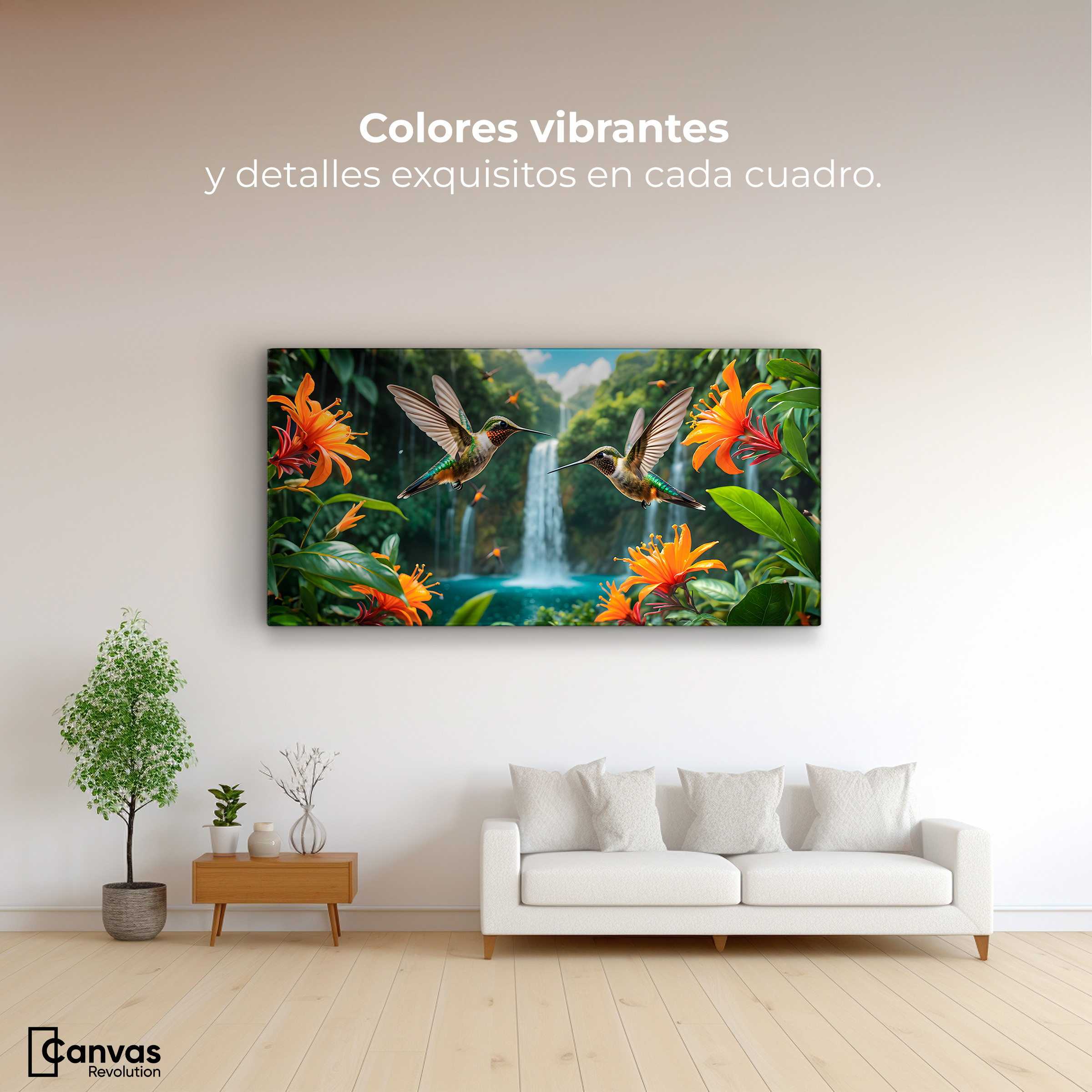 Foto 3 pulgar | Cuadros De Colibrí Canvas Colibrí Cascadas 120x60